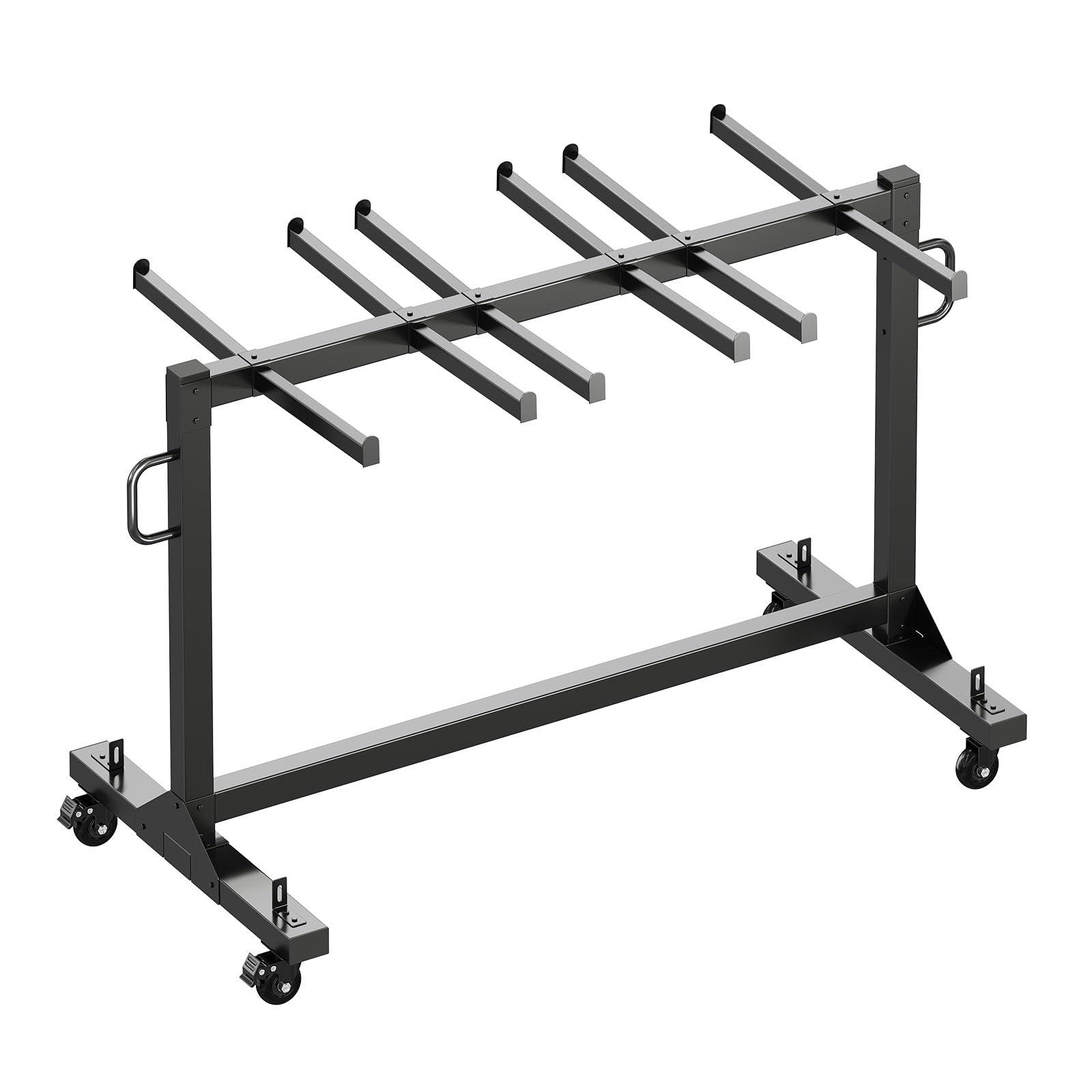 Specraft Folding Chair Rack and Table Cart for 12 Tables or 42 Chairs, 550 lbs Capacity, PU Wheels, Dust Cover, Elastic Cords, Black - Image 8
