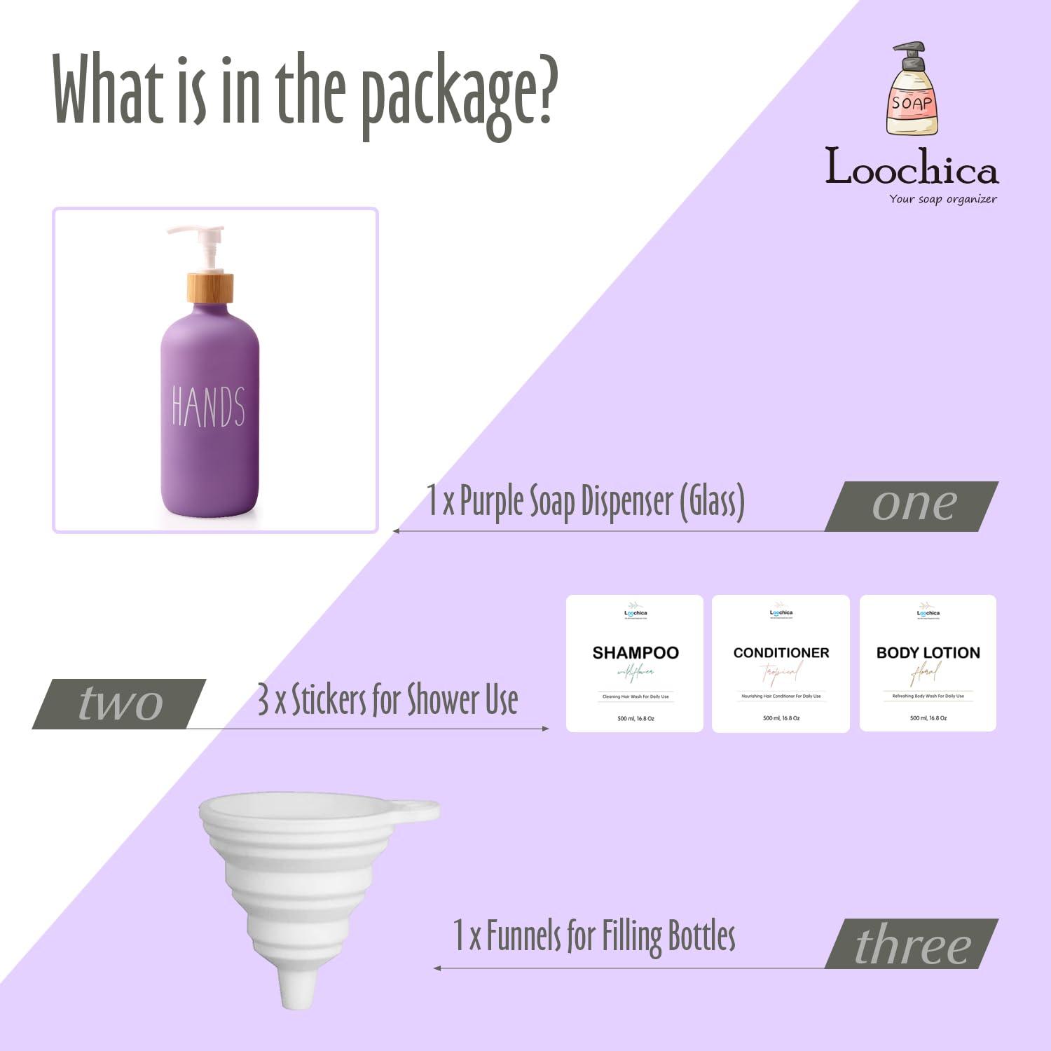 Loochica Lavender Glass Kitchen Soap Dispenser, Detergent Dispenser or Hands Soap Dispenser for Kitchen Sink, Pink Soap Dispenser, Modern Purple Decor Soap Pump for Kitchen Organization - Image 3