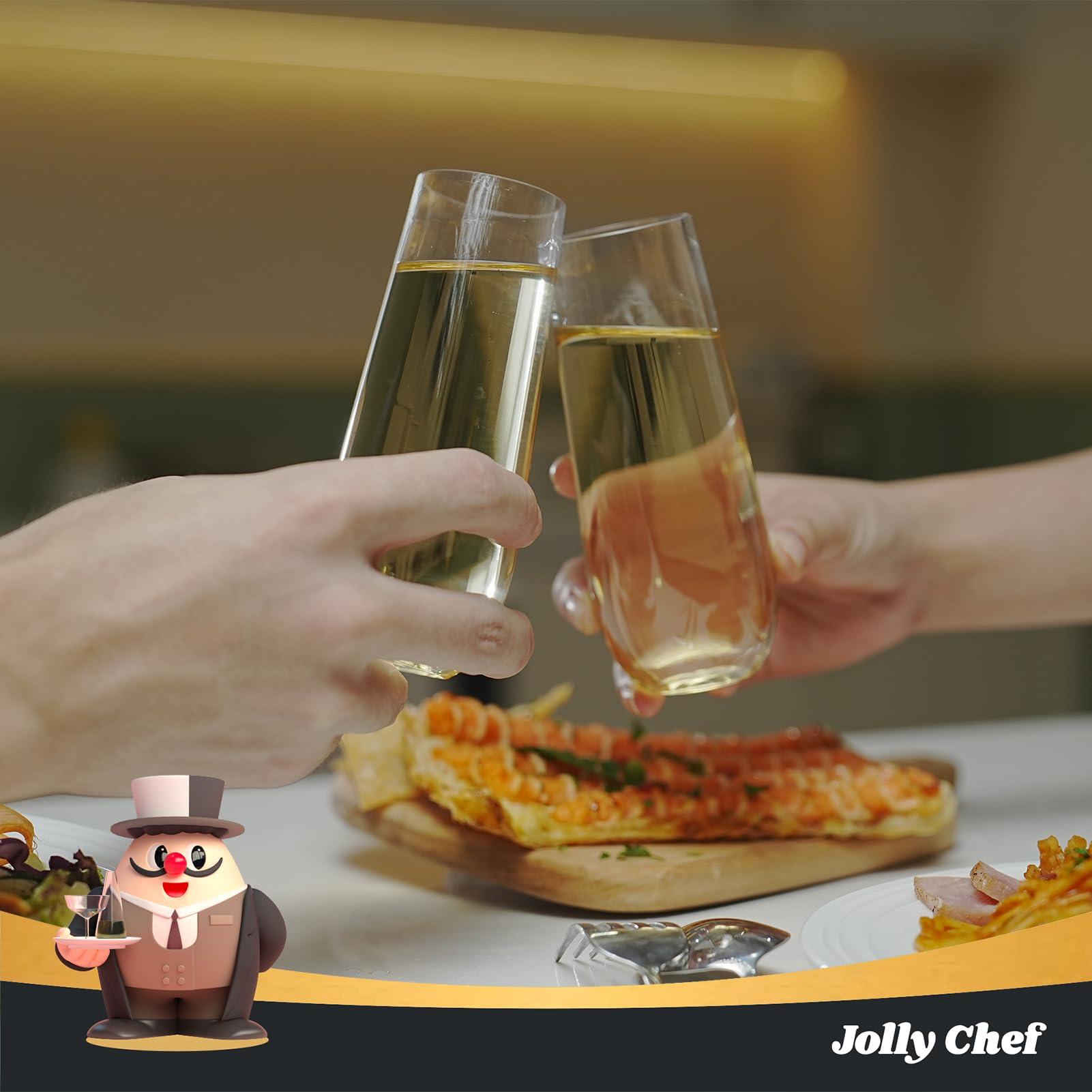 JOLLY CHEF 48 Pack Stemless Plastic Champagne Flutes 9 oz, Crystal Clear Stemless Plastic Toasting Glasses, Clear Disposable Unbreakable Drinkware Ideal for Wedding, Birthday, Party - Image 2