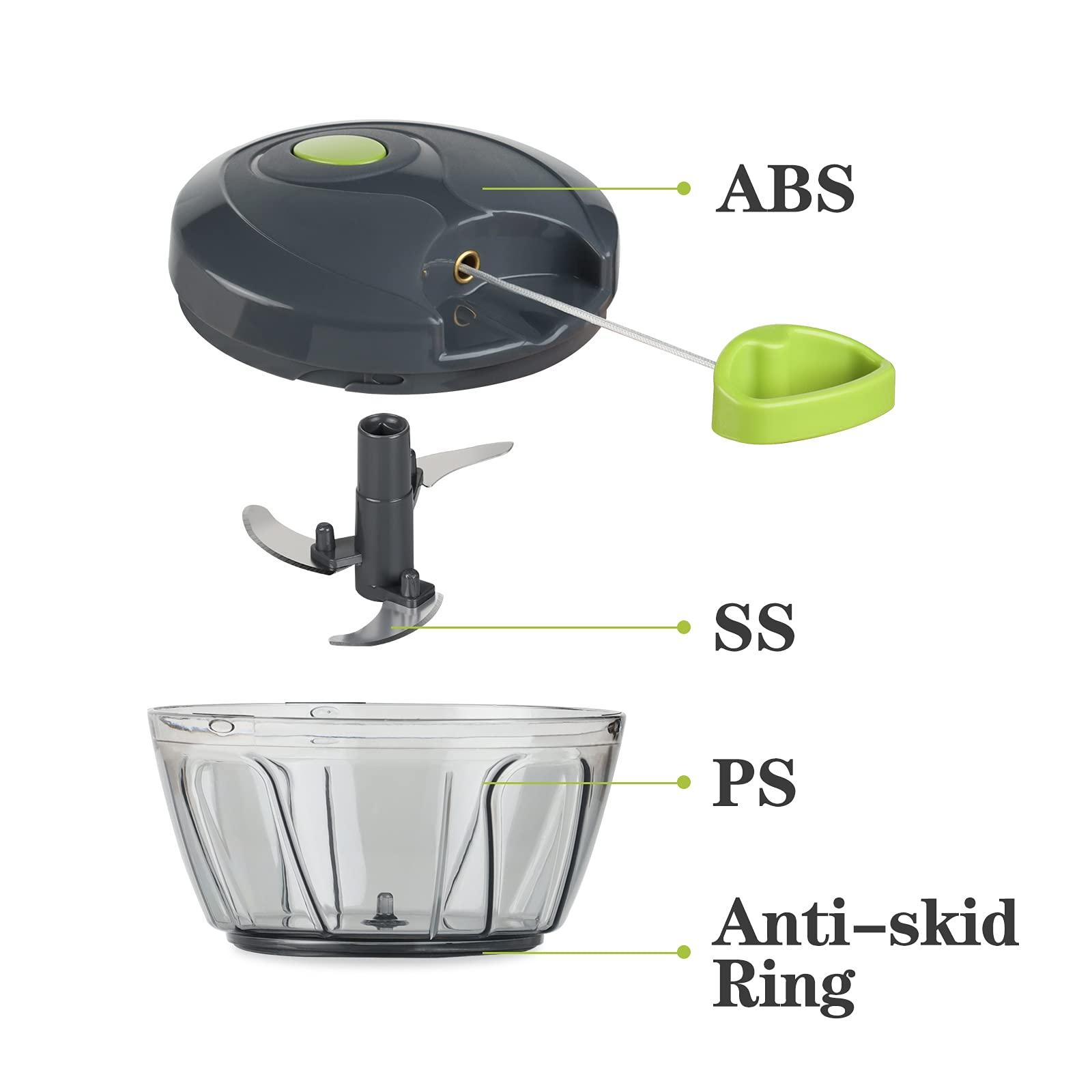 Cambom Manual Food Chopper Vegetable Cutter, Hand String Vegetable Chopper Onions Cutter for Vegetable Fruits Nuts BPA Free Food Safe Material, 550ml Gray - Image 6