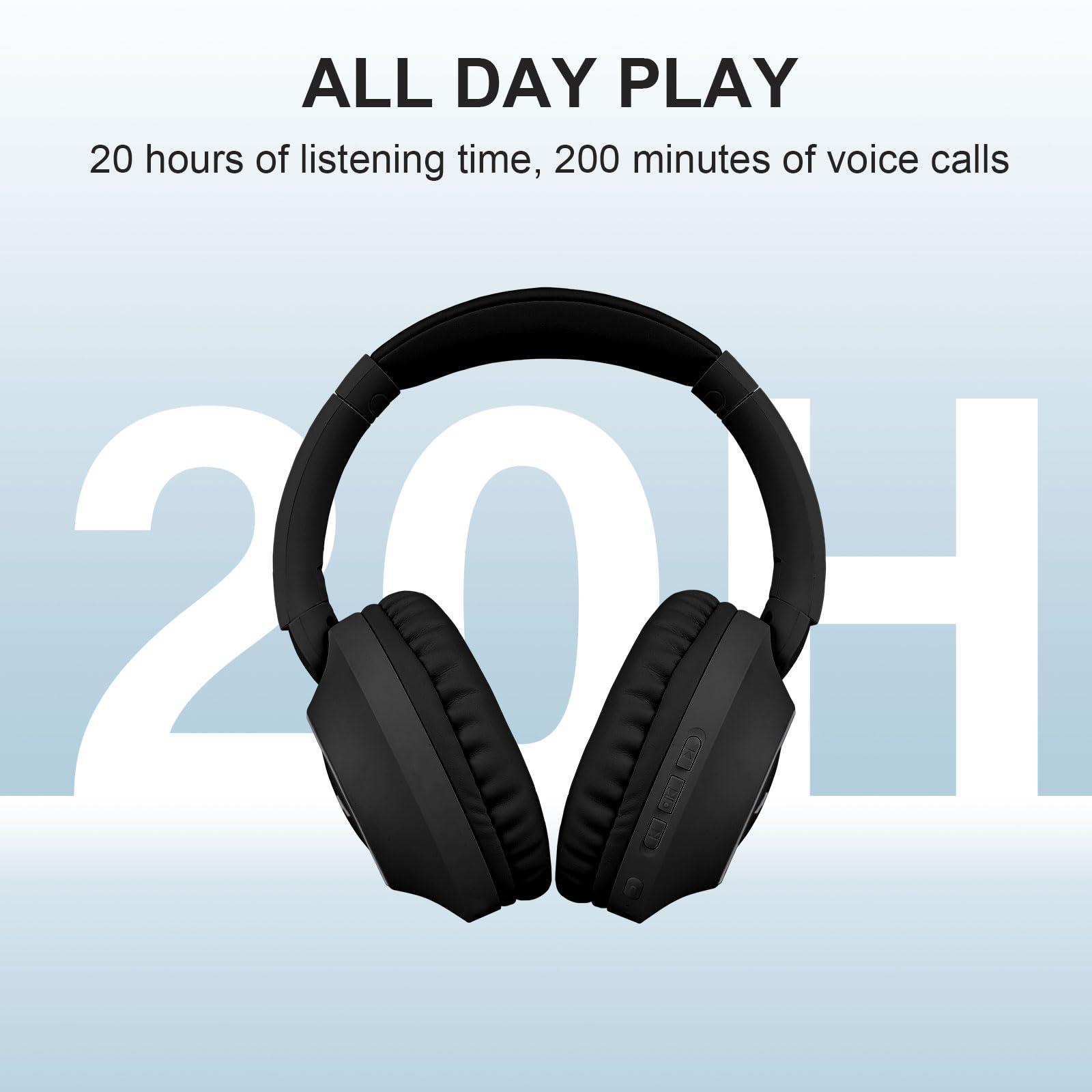 XuanGui Over Ear Bluetooth Headphones, Foldable Wireless Headphones with 20H Playtime HiFi Stereo, Bluetooth 5.3, FM/TF for Home Office Travel NX200, Black - Image 2
