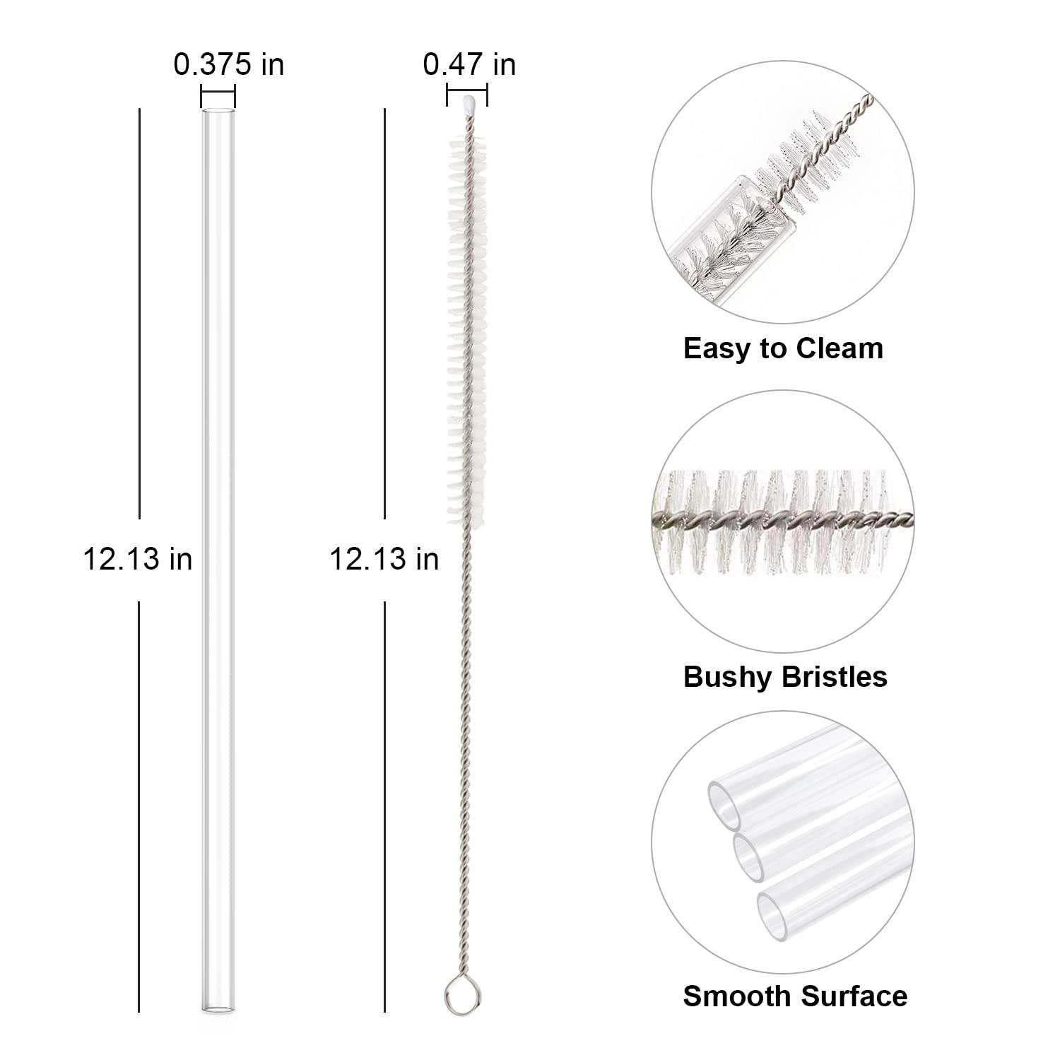 Replacement Straw Compatible with Stanley 40 oz 30 oz Cup Tumbler, 6 Pack Reusable Straw with Cleaning Brush, Plastic, Clear - Image 3