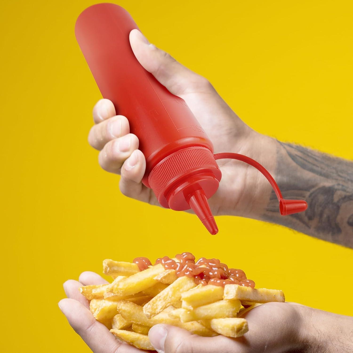 ICSTM 3 Pcs Plastic Squeeze Sauce Bottles with Nozzle Caps,250Ml/8.5Oz Reusable Squeeze Condiment Bottles Dispensers Suitable for Mustard Olive Oil Jam Ketchup Salad Dressing (250ML/8OZ) - Image 2