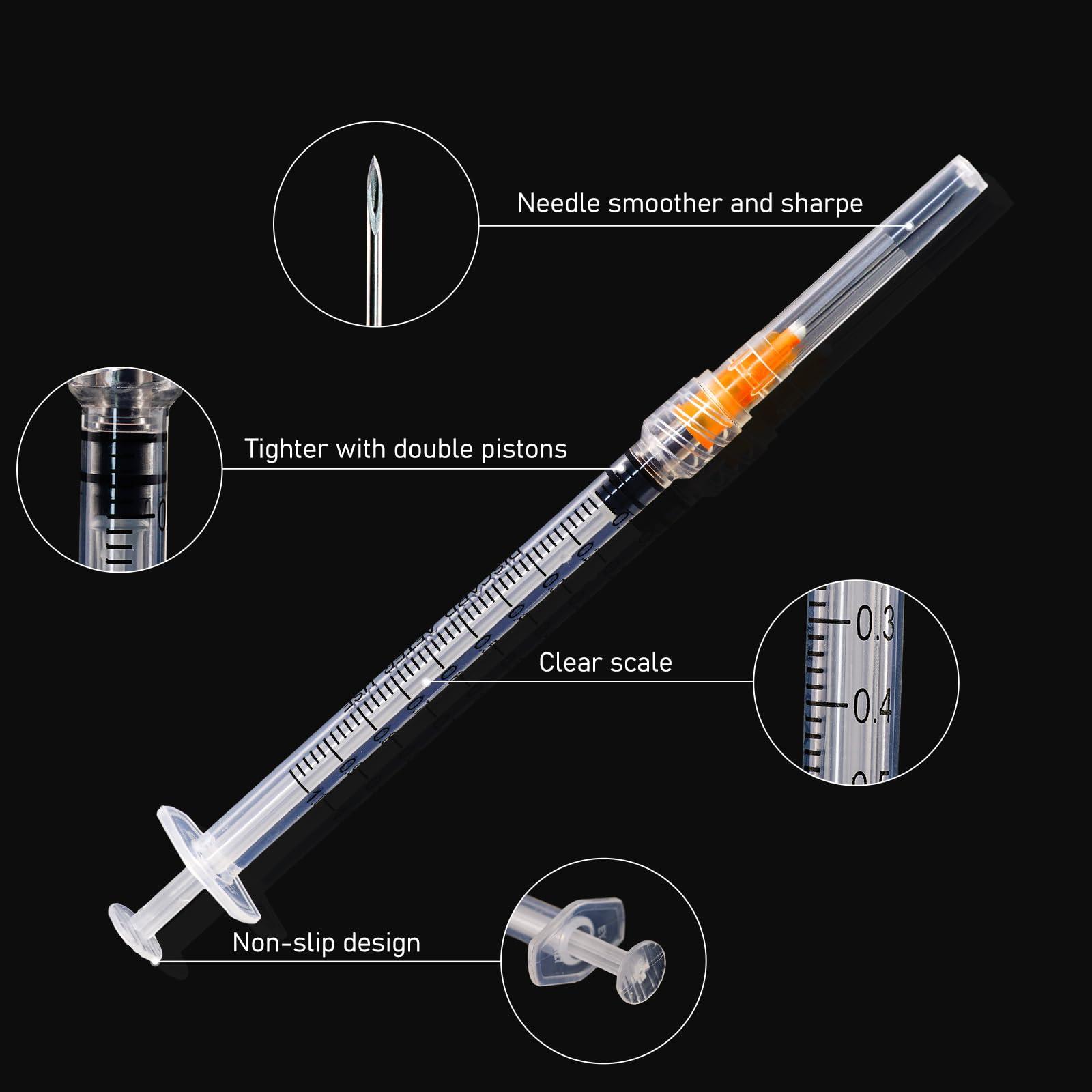 Disposable 1ml syringe with 25G 1inch Lab Supplies, Individually Packaged 50Pack - Image 2