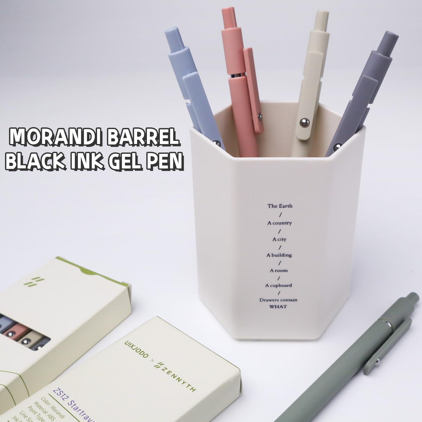UIXJODO Gel Pens, 5 Pcs 0.5mm Black Ink Pens Fine Point Smooth Writing Pens, High-End Series Pens for Journaling Note Taking, Cute Office School Supplies Gifts for Women Men (Morandi) - Image 6