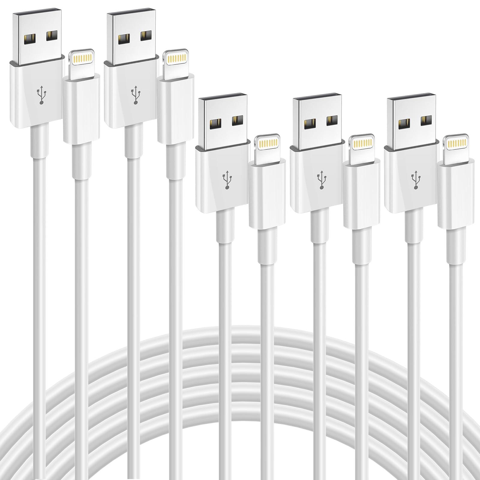 iPhone Charger, 5Pack(6/6/6/10/10FT) [Apple MFi Certified] Apple Charging Cables Lightning Cable Fast iPhone Charging Cord for iPhone 14/13/12/11/11Pro/11Max/ X/XS/XR/XS