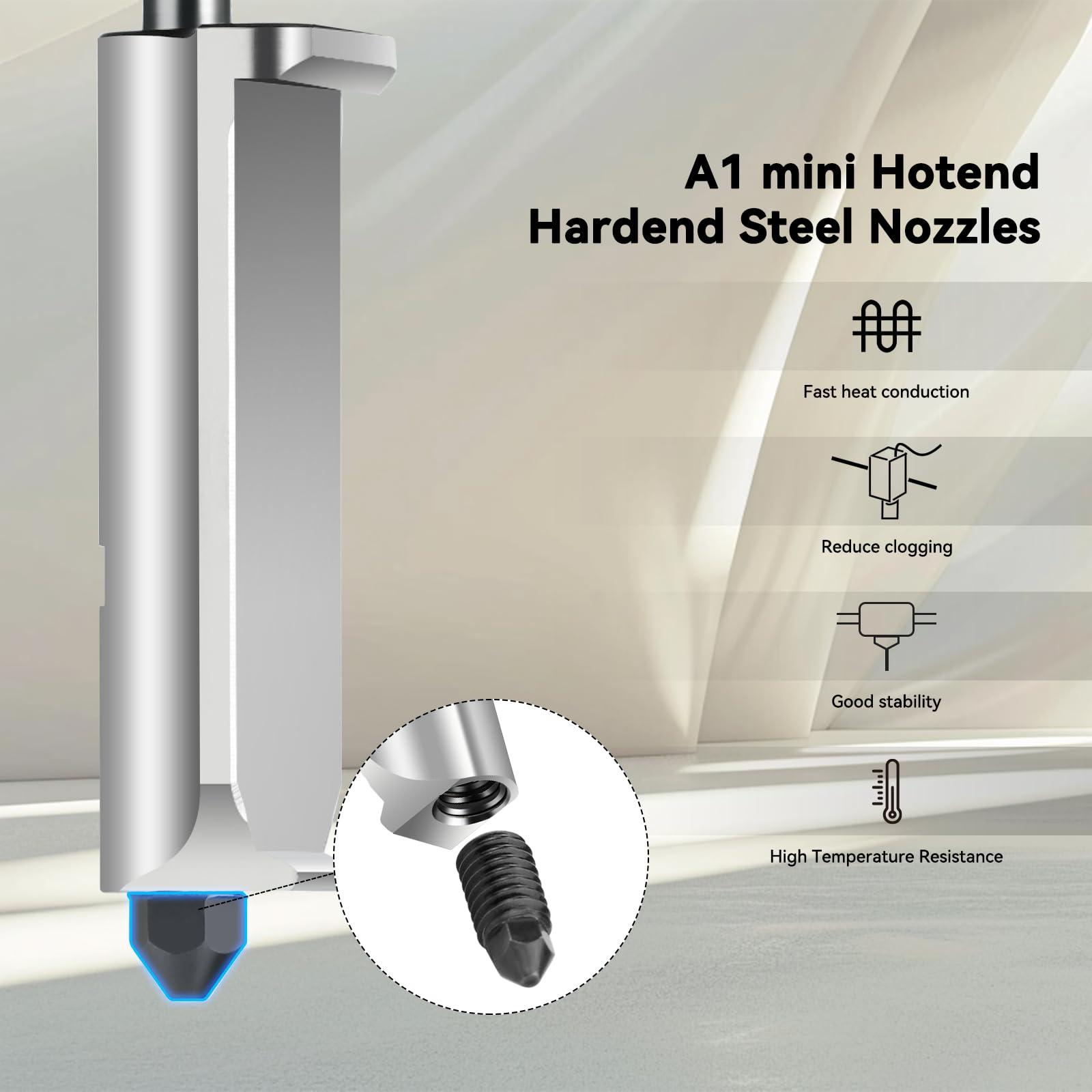 3D Printer Hotend for Bambu Lab A1 Mini 0.2mm a1 Extrusion Head, Removable Hardened Steel 0.2mm Nozzle with High Temperature Resistant Silicone Sleeve - Image 3