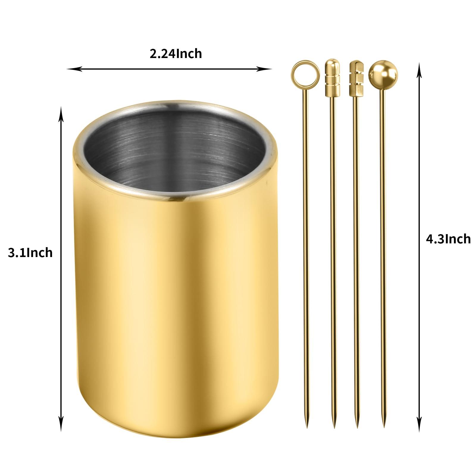 Metal Cocktail Picks 16Pack+Holder Kit, 304 Stainless Steel Cocktail Toothpicks, Reusable Cocktail Skewers, Garnish Picks Bloody Mary Skewers, Metal Martini Picks for Olives Appetizers Fruit - Image 3
