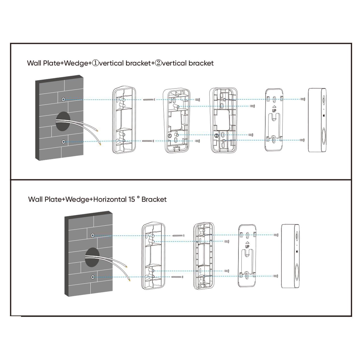 Wyze Video Doorbell V2 Wedge Kit, 3 Mounting Bracket (One Adjustable 15° Horizontal Bracket, Two 7.5° Vertical Bracket), Replacement Angle Adjustment Adapter Wedge Kit - Image 9
