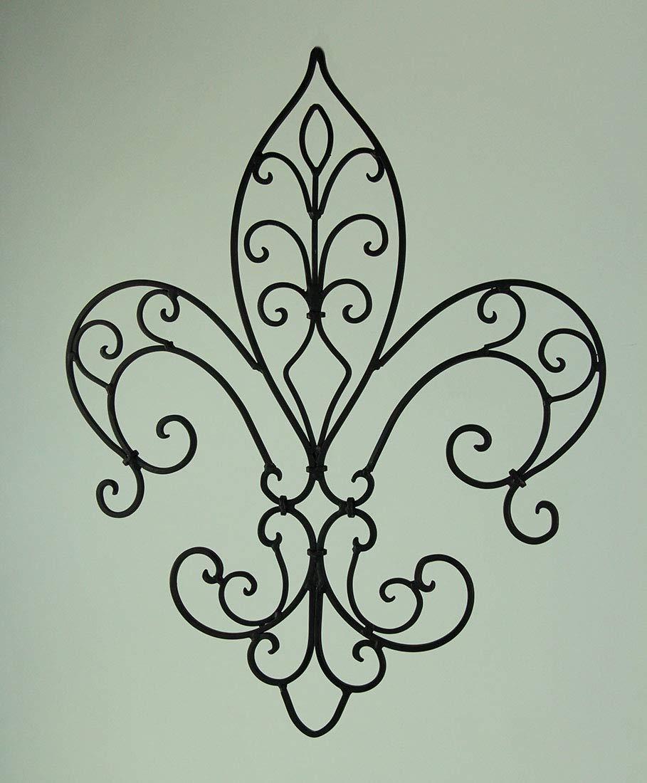 Wrought Iron Open Work Fleur de Lis Wall Hanging - Image 3