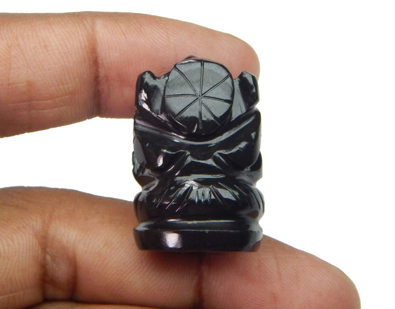 Myhealingworld Natural Black Agate Gemstone Ganesha Statue Sculpture Sign of Success and Good Luck. - Image 3
