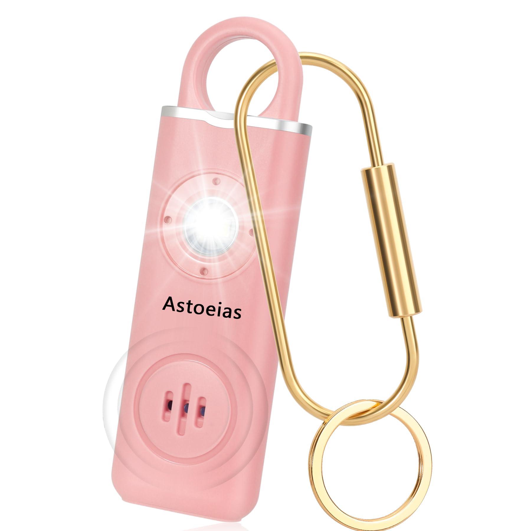 Rechargeable Personal Safety Alarm for Women，Extra Large Strobe LED Light Personal and 130dB Siren，Personal Emergency Security Safe Devices Key Chain Alarms for Women Kids Elderly (Pink)