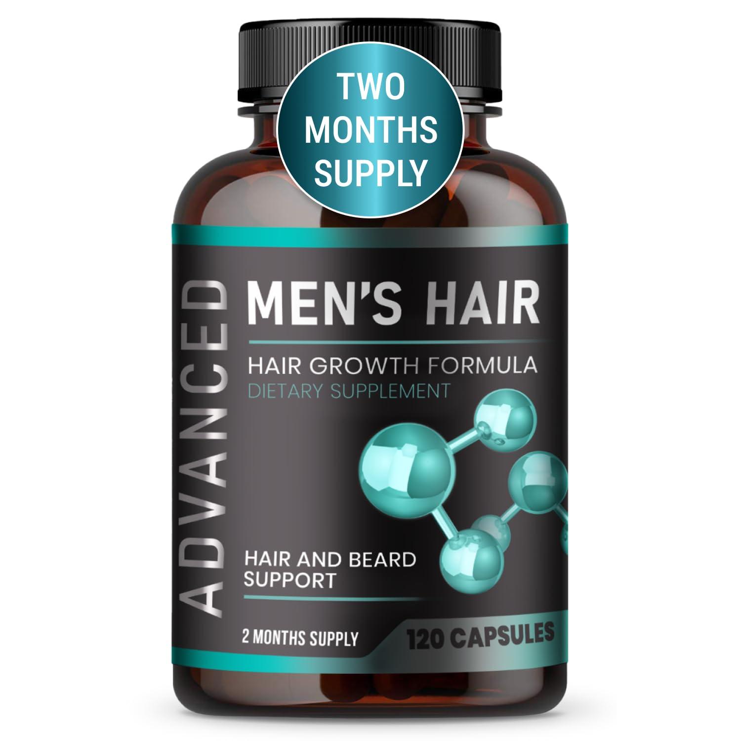 Hair Growth Vitamins For Men - Anti Hair Loss Pills. Regrow Hair & Beard Growth Supplement For Volumize, Thicker Hair.Stop Hair Loss And Thinning Hair With Biotin & Saw Palmetto Hair Vitamins.120 Caps - Image 1