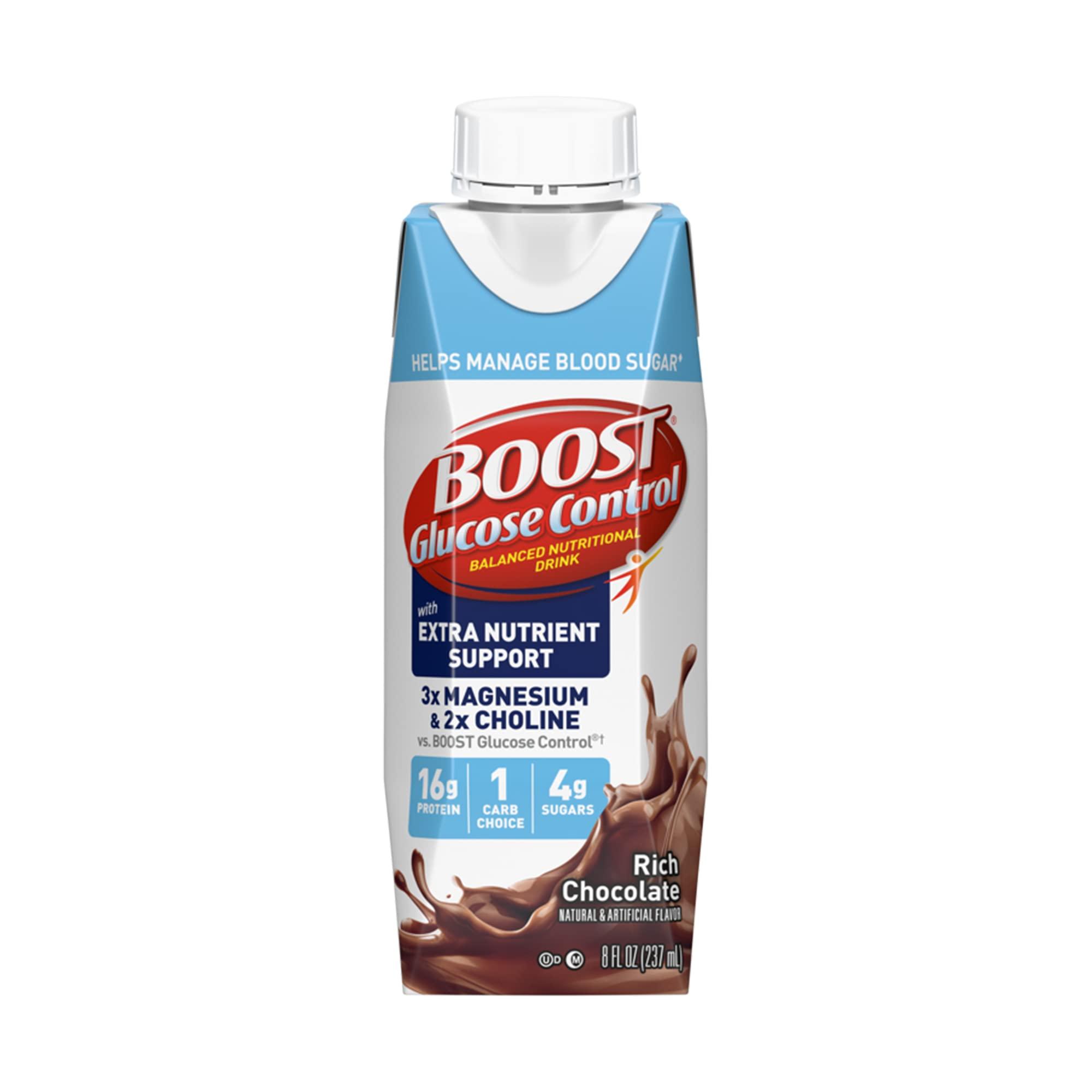 BOOST Glucose Control Ready to Drink Nutritional Drinks with Extra Nutrient Support Drink, Rich Chocolate, 8 Fl Oz, Pack of 24
