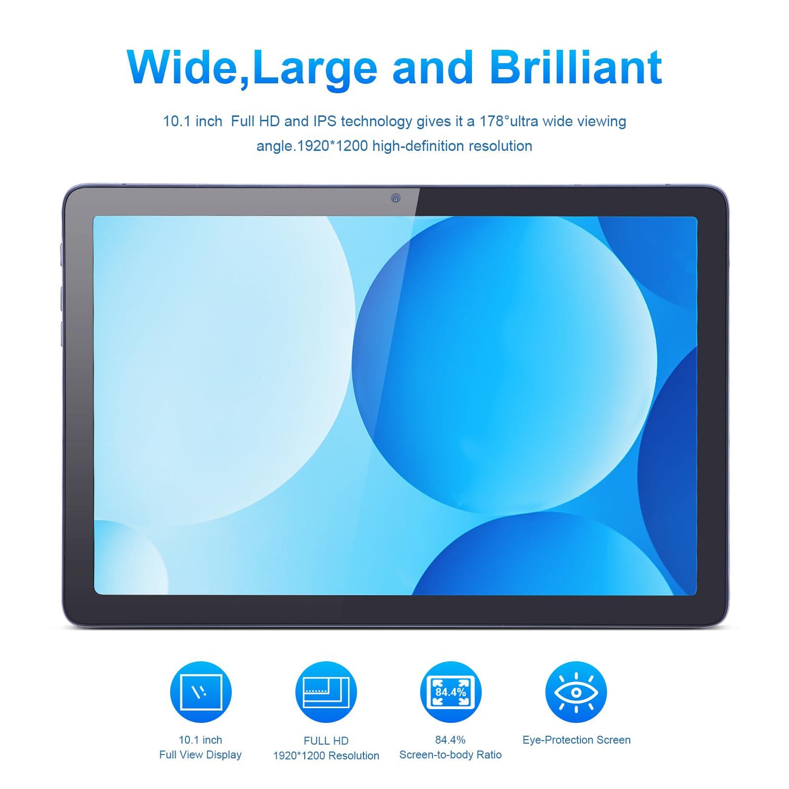 C idea 10.1 inches Tablet,Android 12.0 Tablet 8GB RAM 128GB ROM (1TB TF),1920 * 1200 Full HD Screen,8 Core Unisoc T606 CPU,2.4G/5G WiFi,8MP+13MP Camera,6000mAh Long Battery,Face Unlocked(Gray) - Image 3