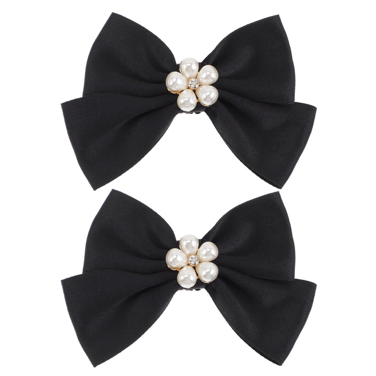 Holibanna Bow Shoe Clips 1 Pair Removable Buckle Elegant Pearl Charms Decoration DIY for Women Girls Bridal Wedding