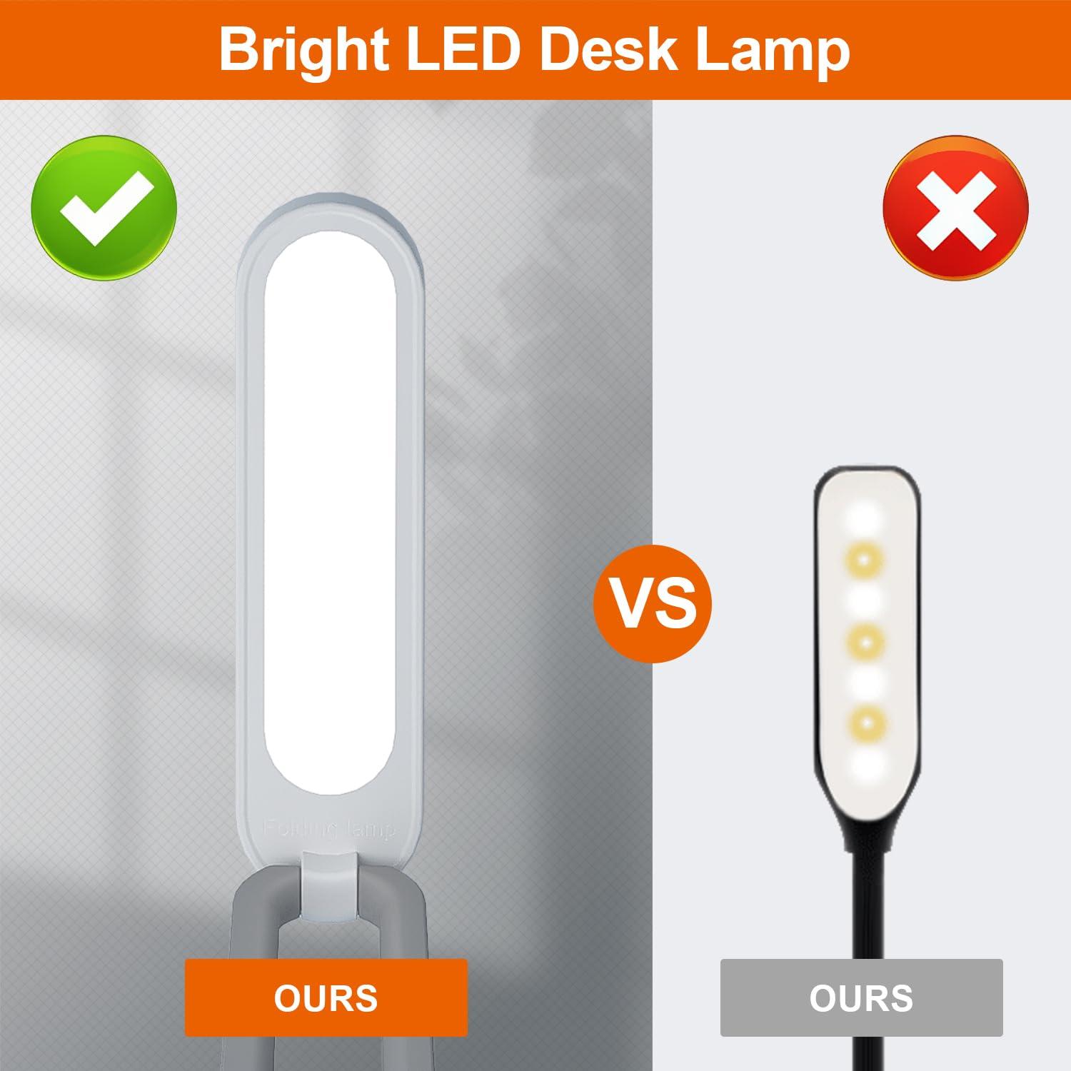 Giryuhd LED Desk Lamp for Office Home & Battery Operated Lamp Rechargeable Lamp Foldable & Portable Light, LED Desk Light Strip, 3 Brightness Dimmable Small Desk Lamp Wireless Reading Lamp (White) - Image 5