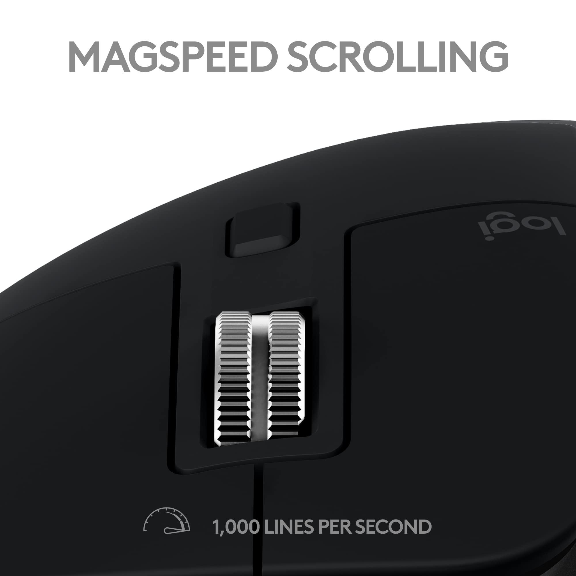 Logitech MX Master 3S for Mac - Wireless Bluetooth Mouse with Ultra-Fast Scrolling, Ergo, 8K DPI, Quiet Clicks, Track on Glass, Customization, USB-C, Apple, iPad - Space Grey - Image 7
