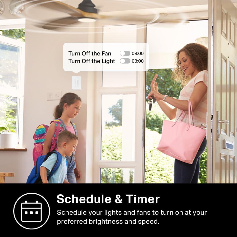 Kasa Smart Ceiling Fan Control & Dimmer Switch | Adjustable 4-Speed Fan & Brightness Control | Works w/Apple HomeKit, Alexa & Google Home | 2.4G Wi-Fi Only, Single Pole, Neutral Wire Required | KS240 - Image 7