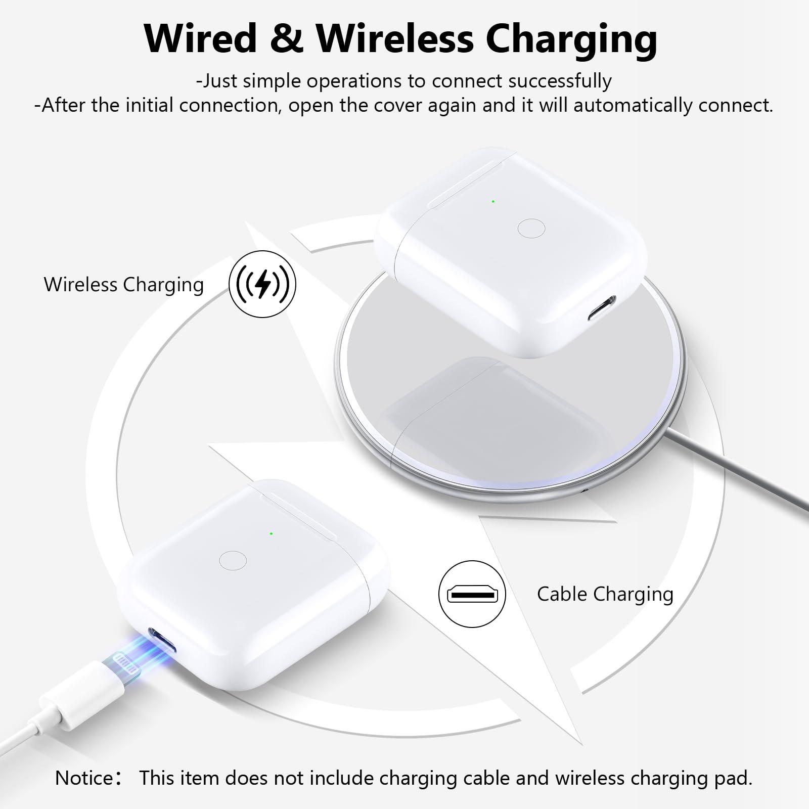 Wireless Charging Case Compatible with AirPod 2 1, Air Pod Charger Case Replacement with Bluetooth Pairing Sync Button, No Earbuds, White - Image 5