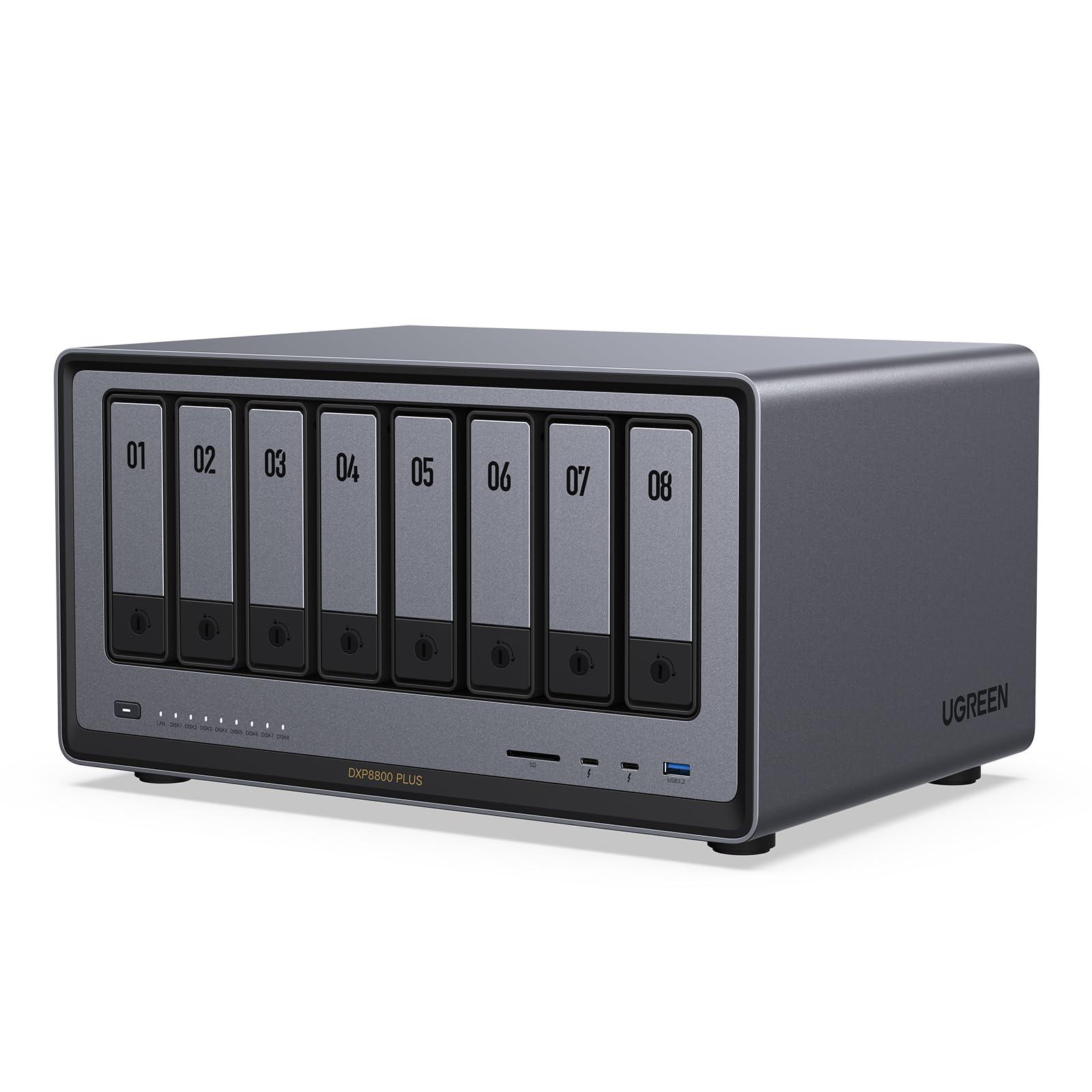 UGREEN NASync DXP8800 Plus 8-Bay Desktop NAS, Intel i5 1235u 10-Core CPU, 8GB DDR5 RAM, 128G SSD, 2 * 10GbE, 2 * M.2 NVMe Slots, 8K HDMI, 2 * TBT4, Network Attached Storage (Diskless)