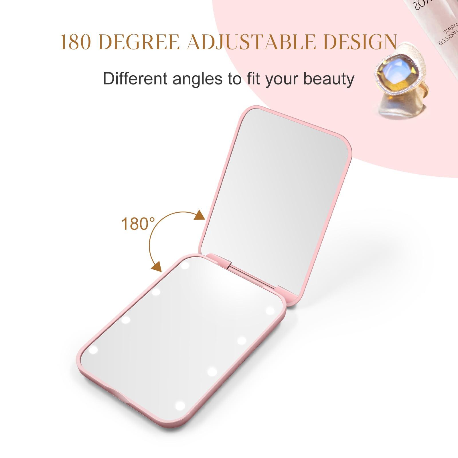 Kakuje Compact Mirror, 1X/3X Magnification LED Pocket Mirror with Nternal BIattery, Mini Mirror for Purse, Pocket,Travel and Present (Pink) - Image 7