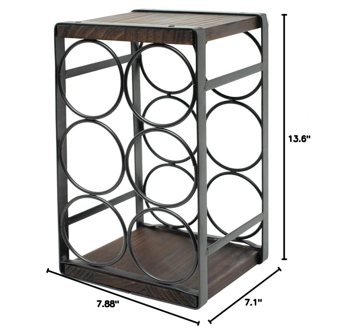 SODUKU Rustic Wood Countertop Wine Rack 6 Bottles No Need Assembly Brown - Image 3