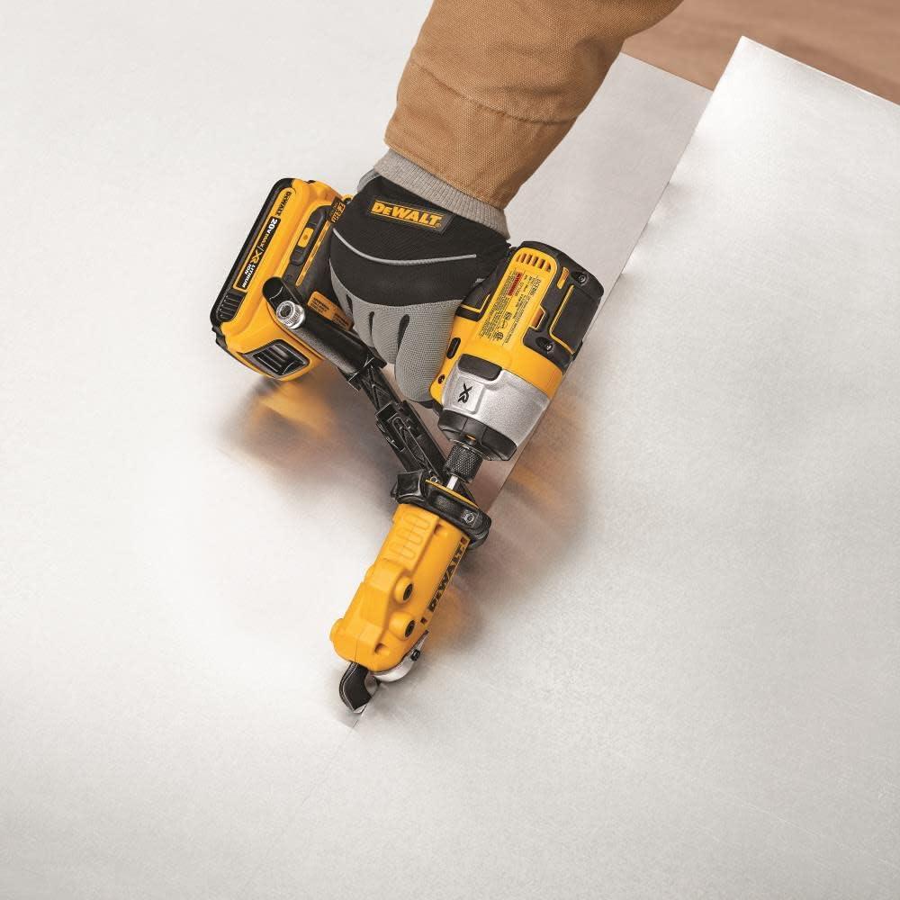 DEWALT Metal Shear/Cutter Drill Attachment, Impact Ready, 360 Degree Pivoting Head, Cuts 18GA Material (DWASHRIR)(Yellow, Black) - Image 3