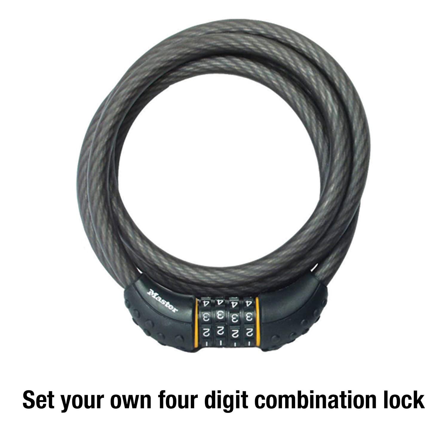 Master Lock Cable Lock, Set Your Own Combination Bike Lock, 6 ft. Long, Black, 8122D - Image 4