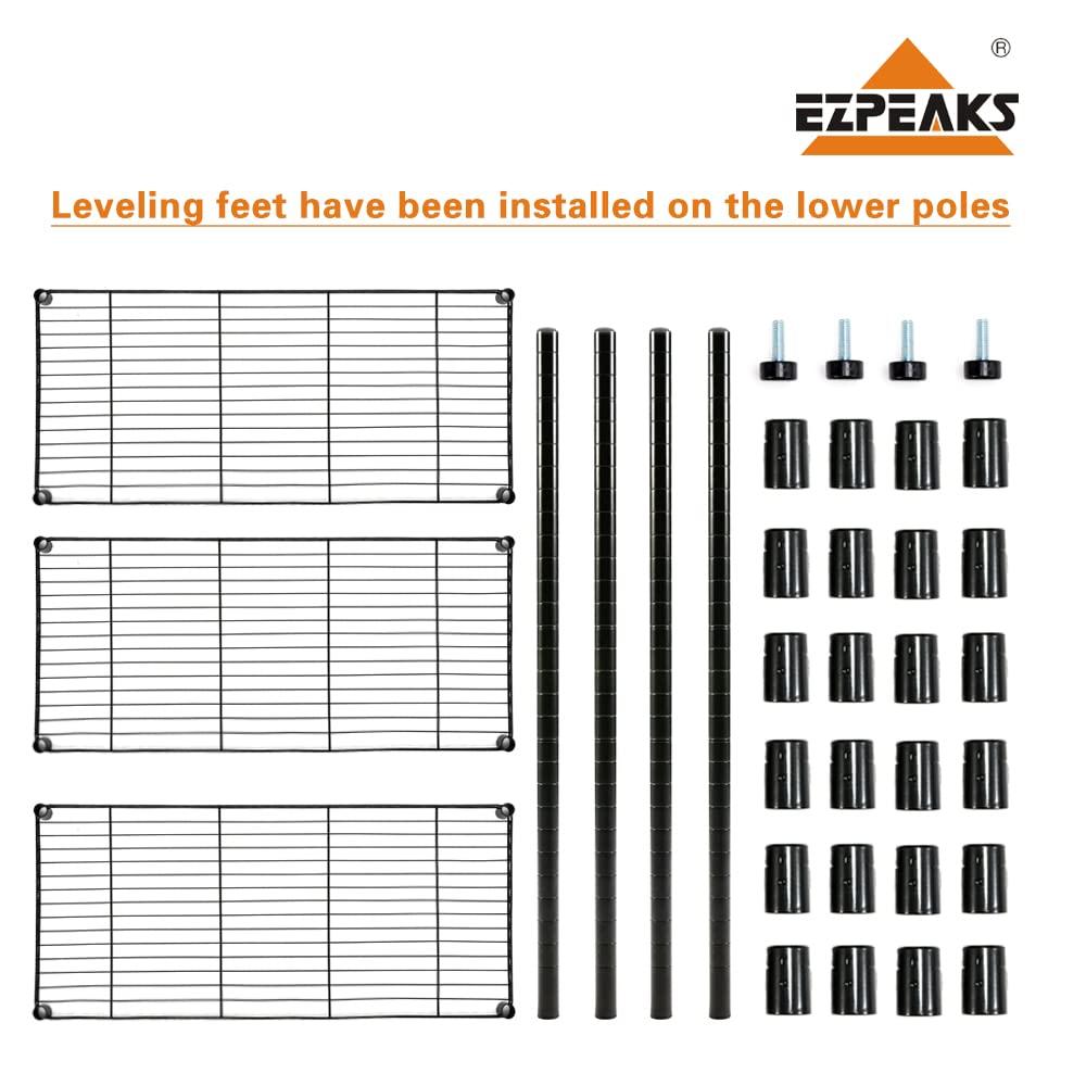 EZPEAKS 2-Pack 3-Shelf Shelving Unit with 3-Shelf Liners, 36" W X 16" D X 36" H Adjustable Rack, Steel Wire Shelves, Shelving Units and Storage for Laundry Bathroom Kitchen Pantry Closet, Black - Image 8