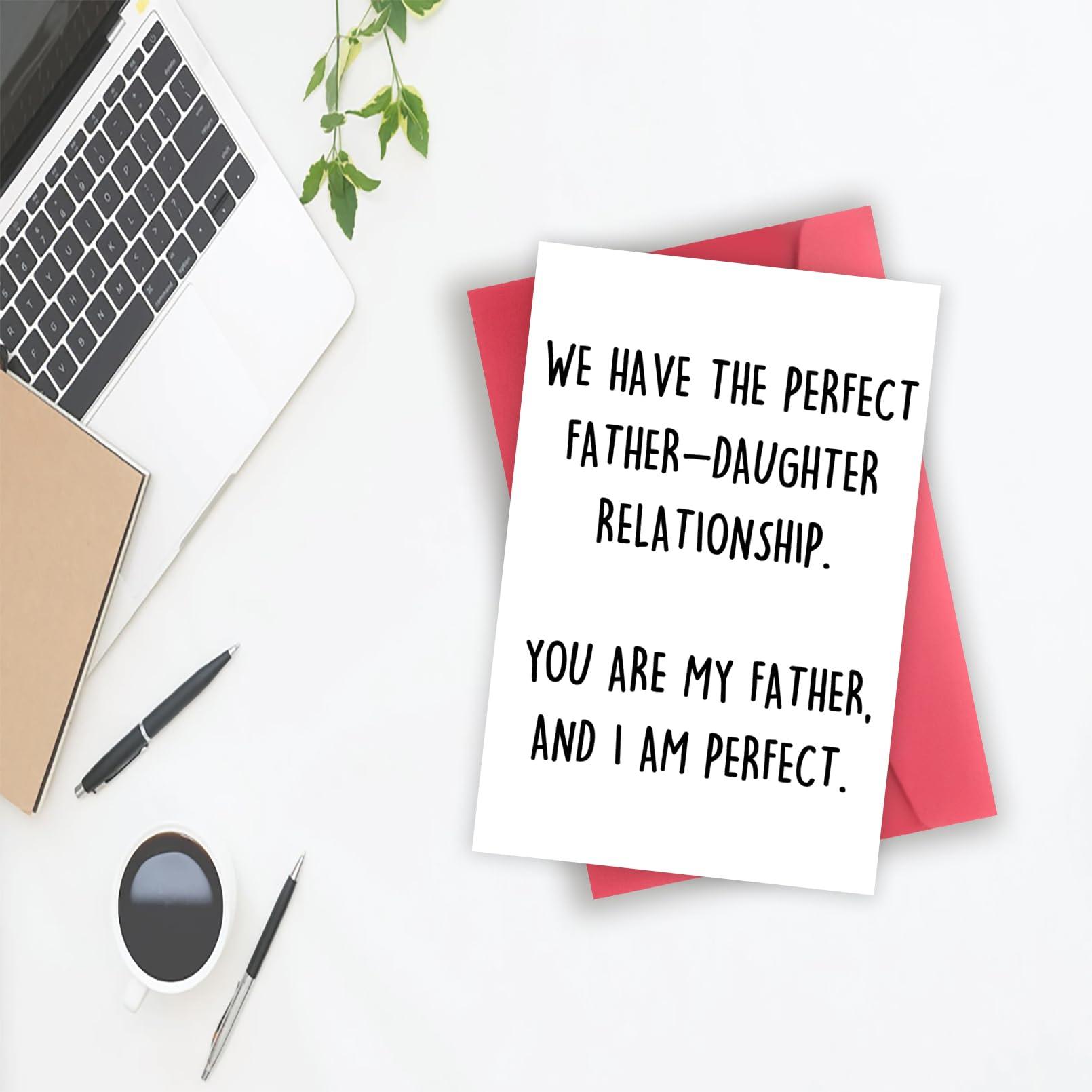 YiKaLus Perfect Father-Daughter Relationship Card for Father, Funny Father’s Day Gift for Dad, Happy Birthday Card from Daughter, Unique Bday Gift Idea for Stepdad - Image 2