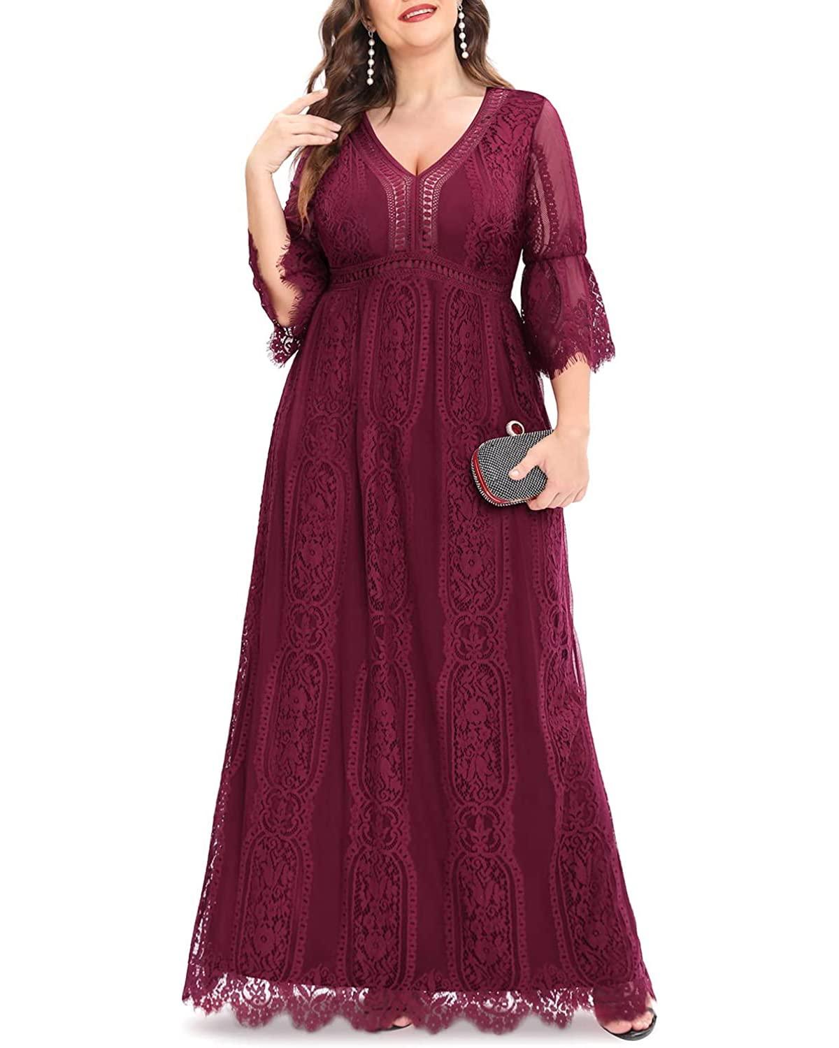 Plus Size Wedding Dress Boho - Maxi Bridal Shower Bohemian Formal Lace Long Dresses - Image 4