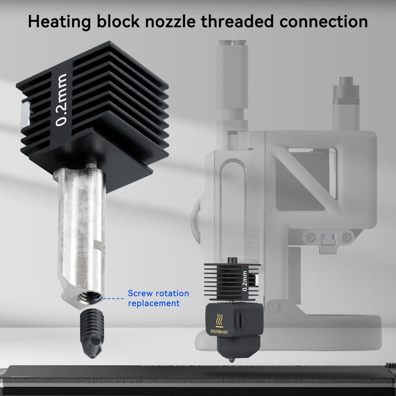 3D Printer Hotend for Bambu Lab A1 Mini 0.2mm a1 Extrusion Head, Removable Hardened Steel 0.2mm Nozzle with High Temperature Resistant Silicone Sleeve - Image 6