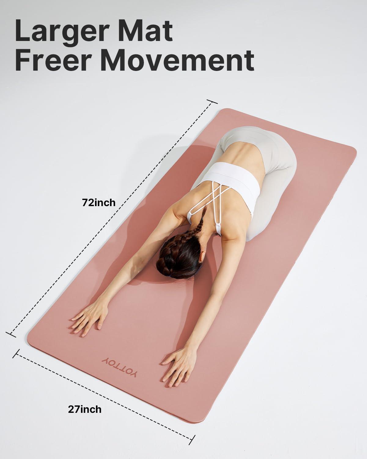 YOTTOY Yoga Mat,Non-Slip Hot Yoga Mat with Anti-Tear Design and Friendly Natural Rubber Mat with Strap and Bag - Image 6