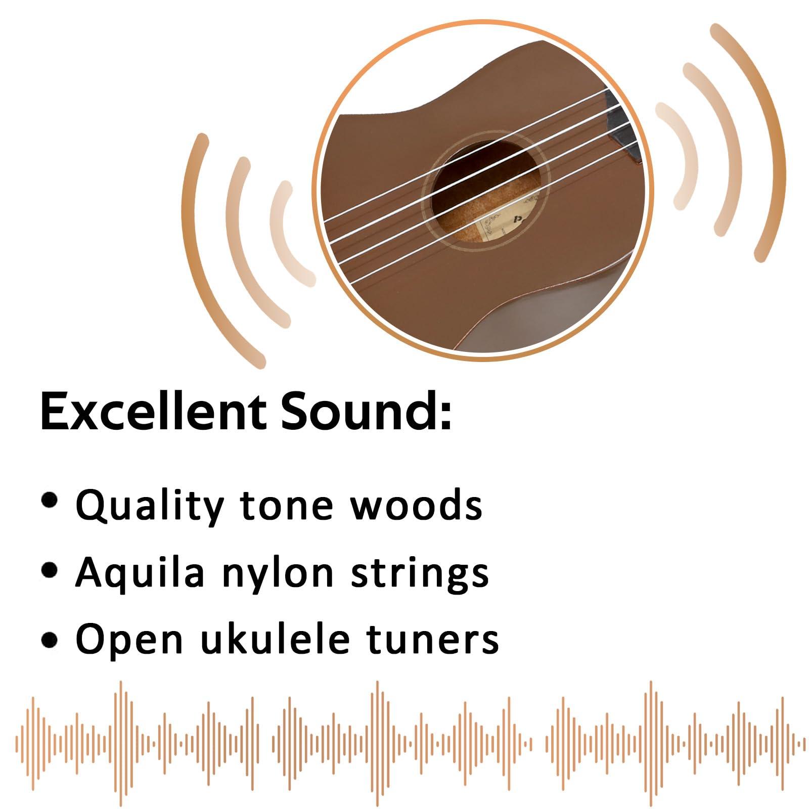 POMAIKAI Soprano Wood Ukulele Starter Ukelele Hawaii Guitar 21 Inch for Beginners and Students(Brown) - Image 6