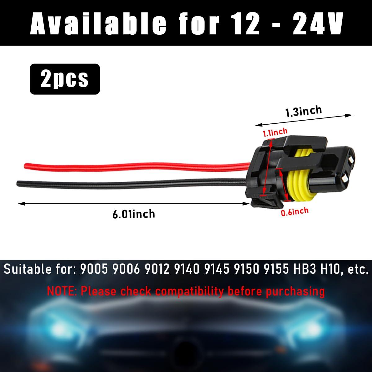 Wevdn 2 PCS 9005 HB3 9006 HB4 9012 Bulb Socket, Headlight Connector Female Adapter Wiring Harness Socket, Automotive Headlights Fog Lights Socket Wire Replacement, Car Accessories - Image 2