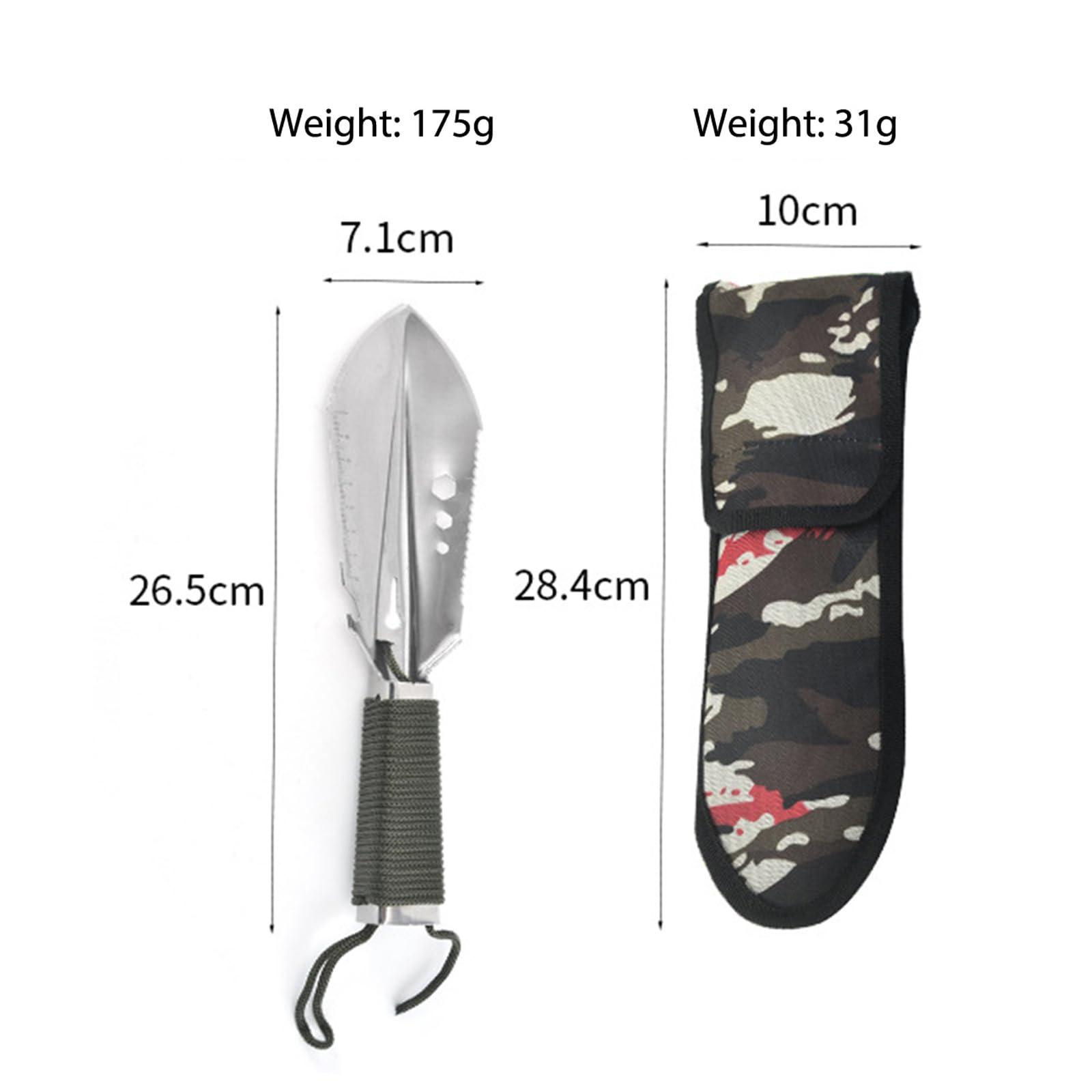 RUNGEASINI Multifunctional Camping Shovel with Rope Ruler Saw Outdoor Gardening Tool Shovel Stainless Steel Engineer Hand Spade Potted Digging Equipment Portable Small Hand Shovel (Black) - Image 3