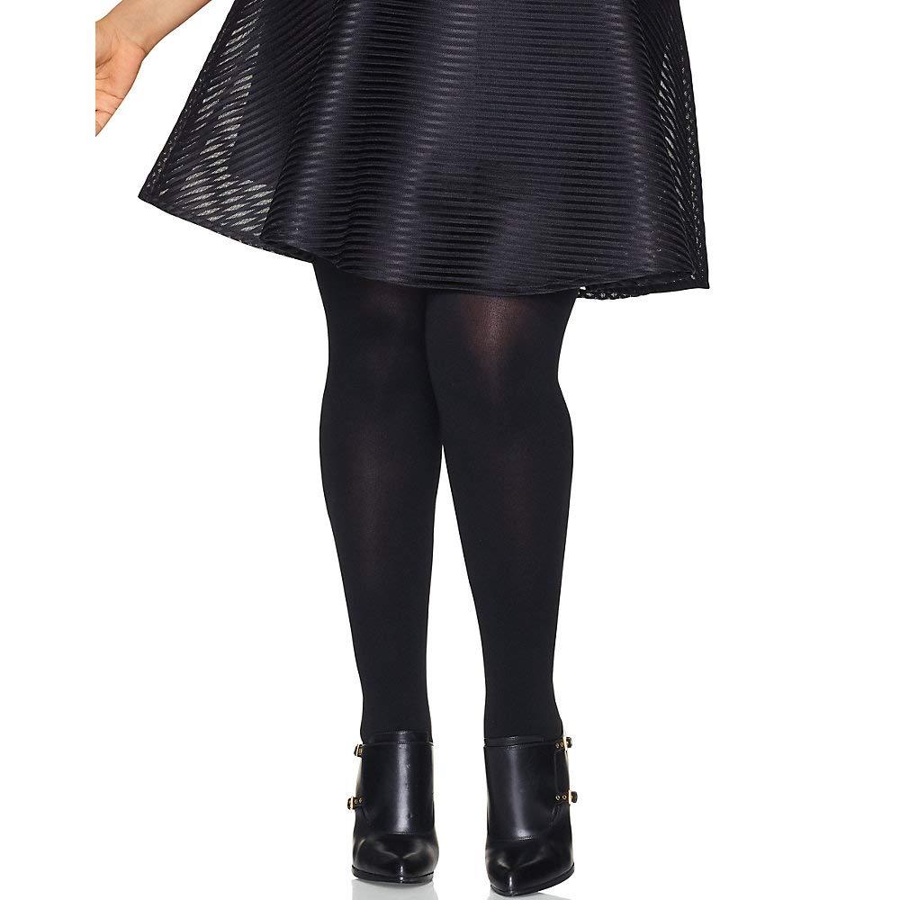 Hanes Curves Women's Plus Size Blackout Tights, Same to Waist, Sheer Toe, Moisture Wicking, Black