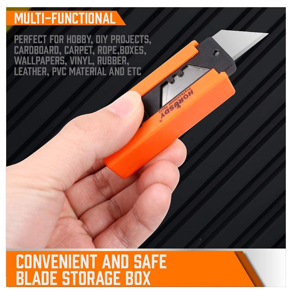 HORUSDY 4-Pack Box Cutter Utility Knife, Heavy Duty Aluminum Shell Retractable Box Cutter for Cardboard, Boxes and Cartons, Extra 10 Blades - Image 7