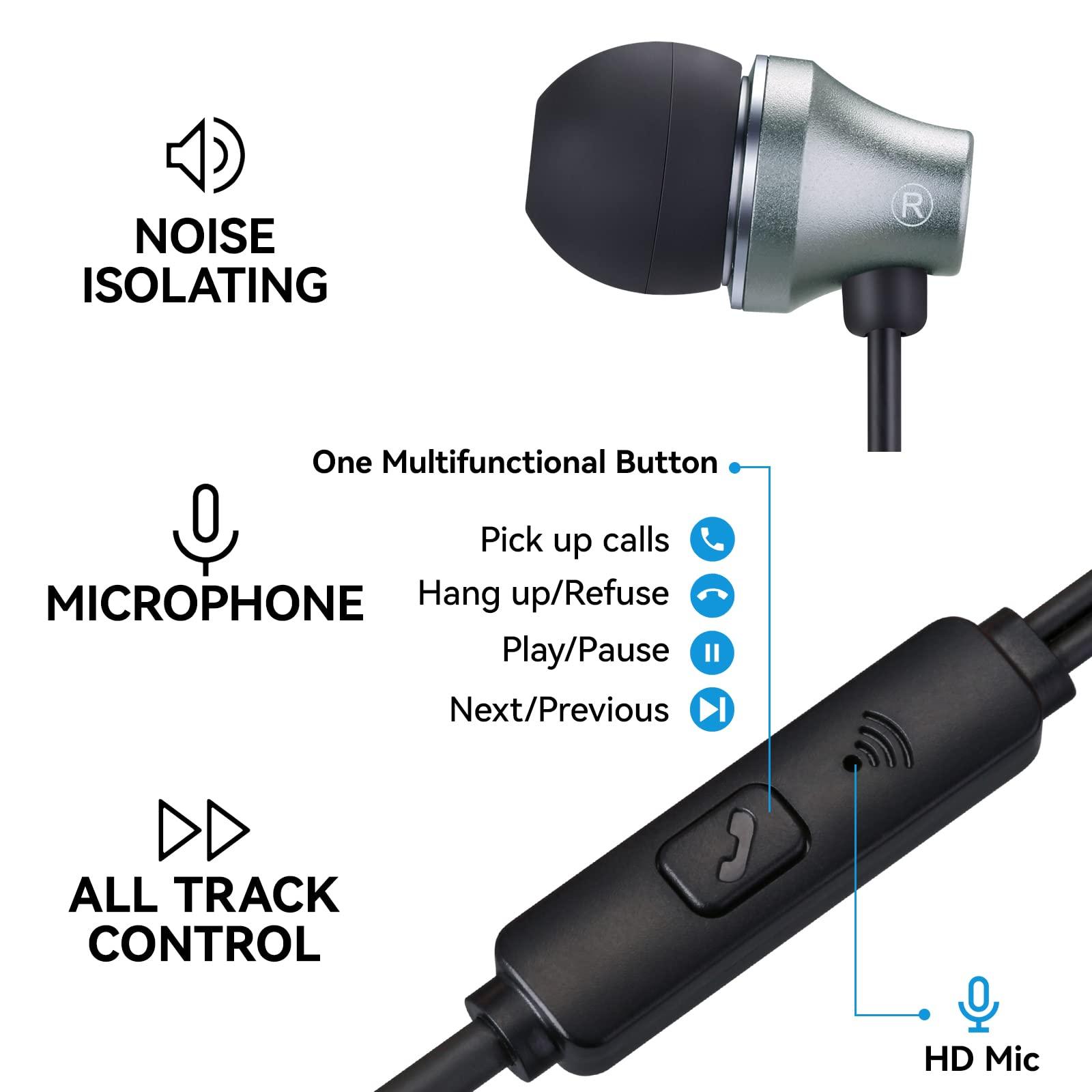 iRAG A101 Wired Earbuds Headphones for School Noise Isolating in-Ear Earphones with Microphone Remote with 3.5mm Plug in Audio Jack (Gun Metal) - Image 4