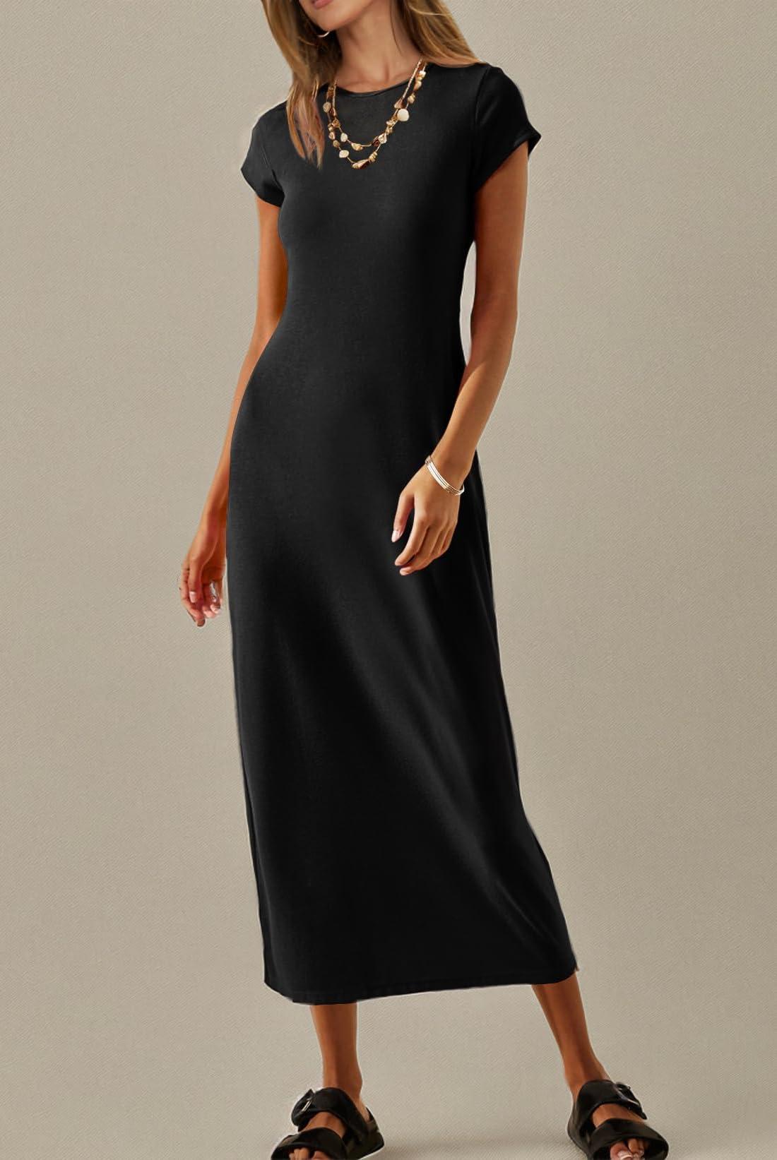 MEROKEETY Women's 2025 Summer Short Sleeve Tshirt Dress Casual Crew Neck Beach Long Maxi Dresses - Image 9