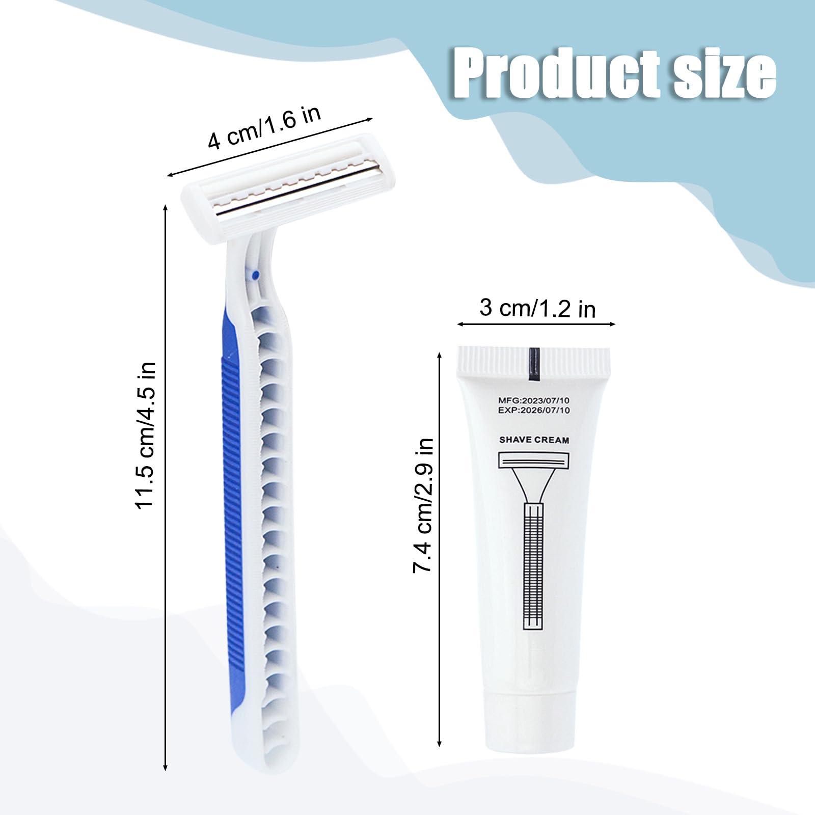 Disposable Razors in Bulk Pack of 60,Blue Disposable Shaving Razors Individual Wrapped Twin Blade Bulk Disposable Razors with Clear Cap and 10g Shaving Cream for Homeless,Hotel,Travel,Charity,Shelter - Image 4