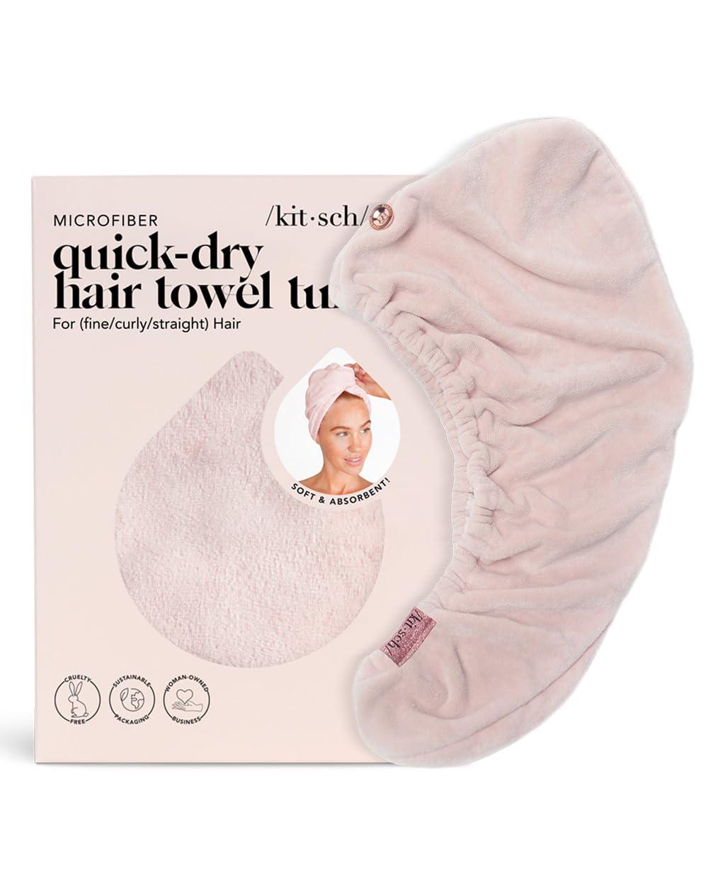 Kitsch Microfiber Hair Towel Wrap for Women - Super Absorbent Hair Drying Towel - Quick Dry, Anti-Frizz - for Long & Short, Wet & Curly Hair - Blush - Image 2
