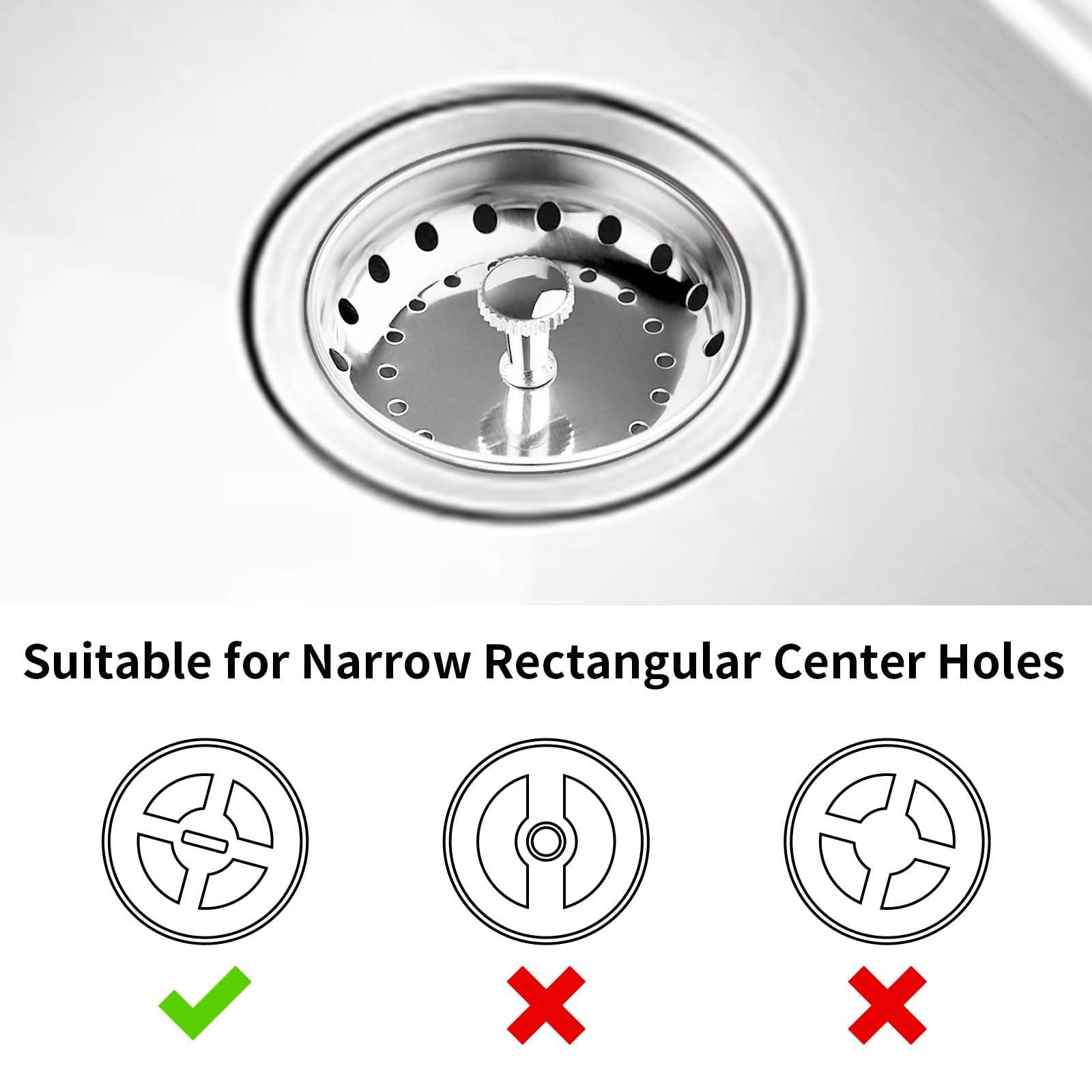 Fri4free 2PCS Kitchen Sink Drain Strainer & Stopper Combo for Standard 3-1/2 Inch Drain, Stainless Steel Strainer Basket with Rubber Stopper Bottom, Kitchen Sink Plug Cover Catcher - Image 3