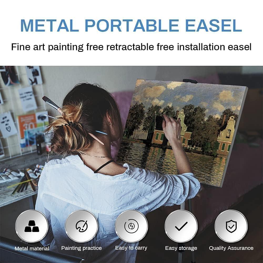 Art Easel Stand for Painting and Sign - RRFTOK Aluminum 66 Inch Metal Tripod Adjustable Portable Easels for Display - Canvas Stand for Table Top Floor Drawing for Artists Adult Holder or Teen - Image 4