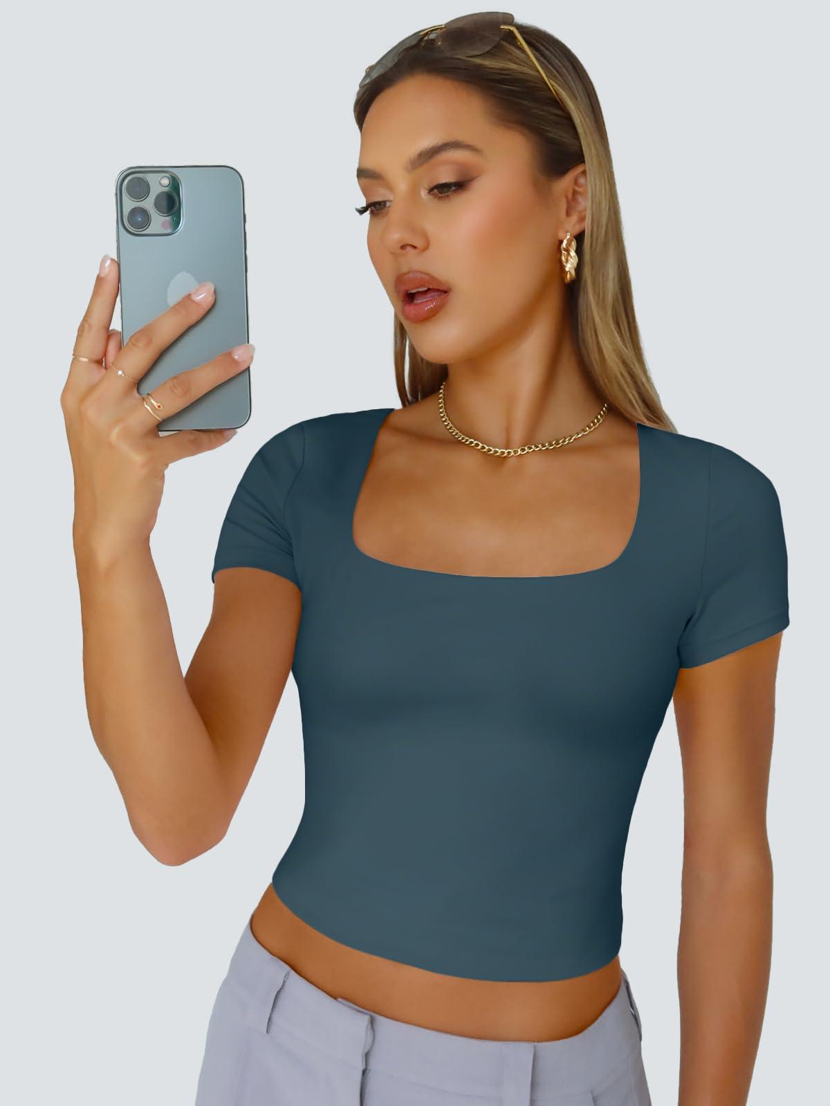 Trendy Queen Tshirts Shirts for Women Double Lined Going Out Crop Tops 2025 Spring Summer Workout Y2k Clothes Beach Fashion - Image 5