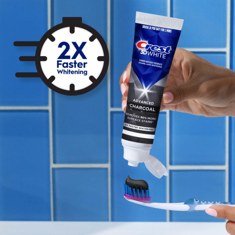 Crest 3D White Advanced Charcoal Teeth Whitening Toothpaste with Fluoride, 3.3 oz, Pack of 3 - Image 5