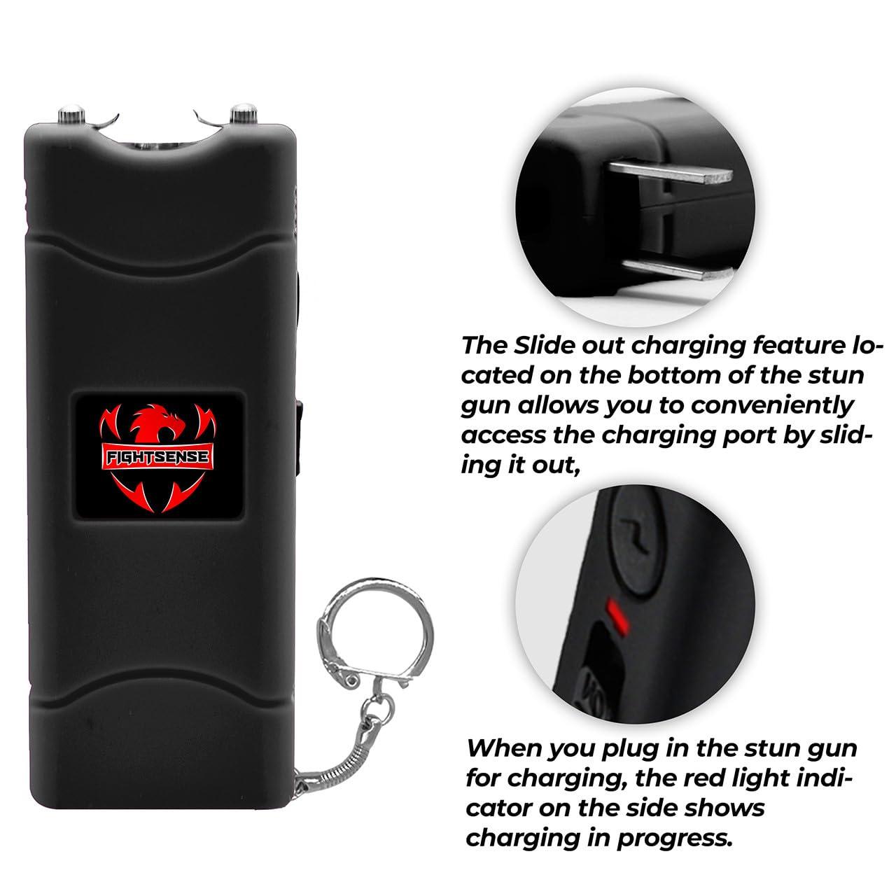 FIGHTSENSE Mini Stun Gun Keychain & Pepper Spray Combo Pack for Self Defense Kit - Extremely Powerful Stun Gun Flashlight for Women - Image 6