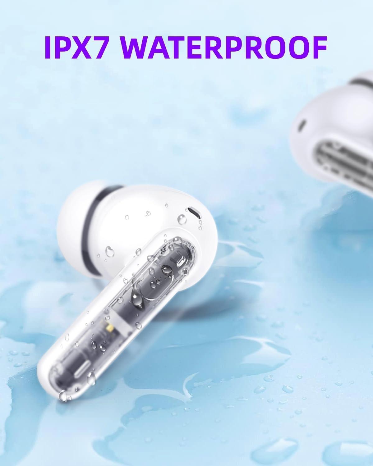 AIgetopANC Wireless Earbuds P1 PRO with Translucent Style, Bluetooth Headphones with Clear Call Mics, IPX7 Waterproof Ear Buds Deep Bass Wireless Earphones, 30H Compatible with Samsung TV Android iOS - Image 7