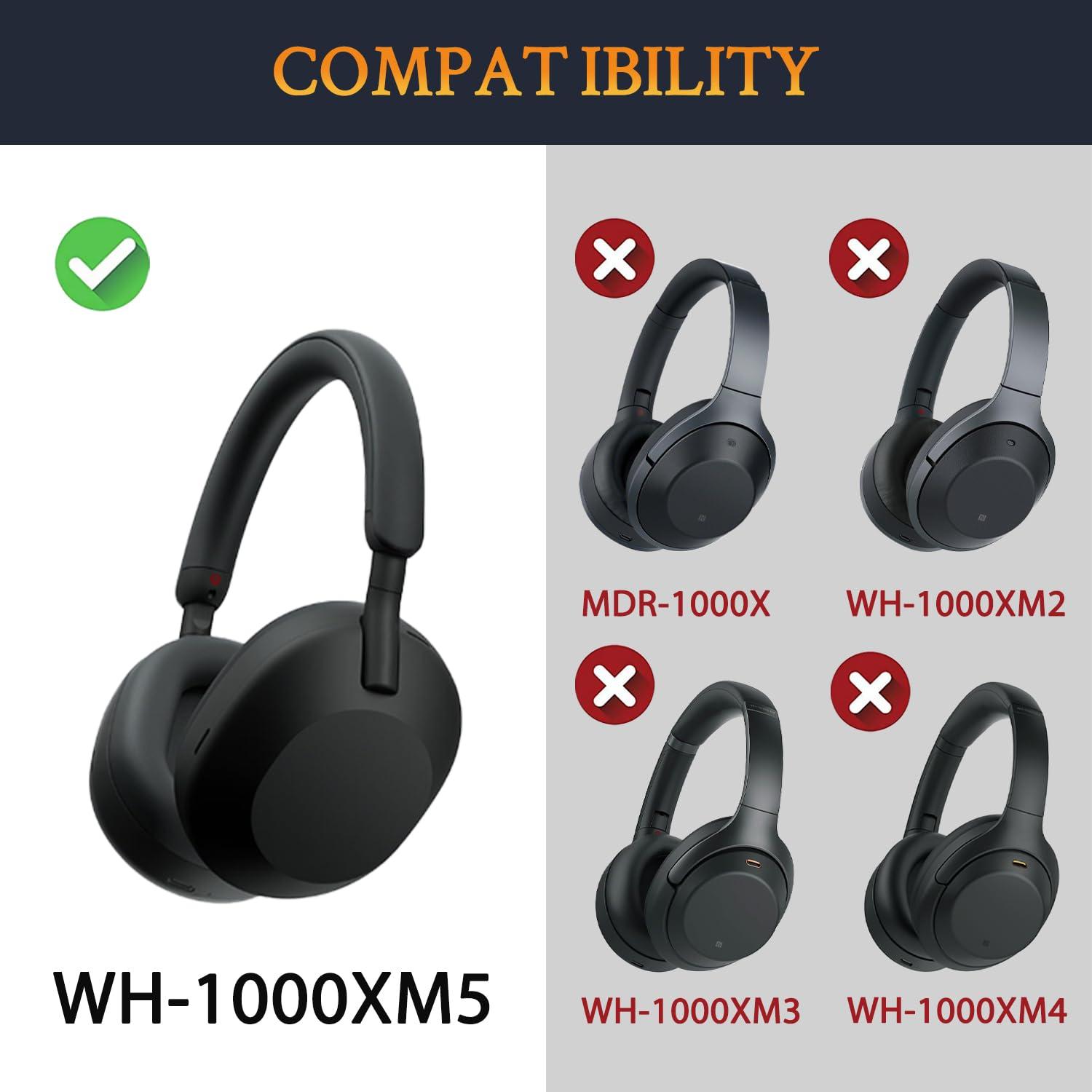 SOULWIT Cooling-Gel Replacement Earpads for Sony WH-1000XM5 (WH1000XM5) Noise Canceling Headphones, Ear Pads Cushions with High-Density Noise Isolation Foam, Added Thickness - Black - Image 2